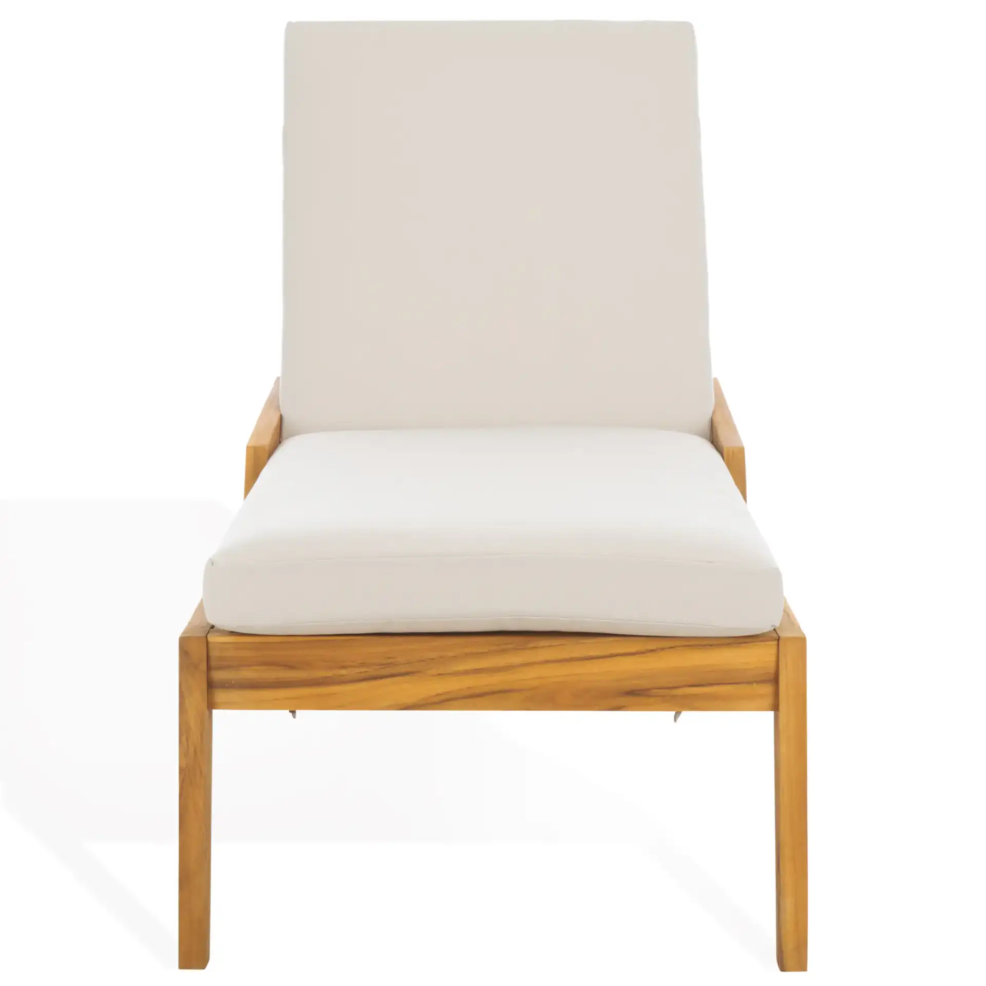 Caledonia Teak Chaise Lounge in Natural / White, detail view