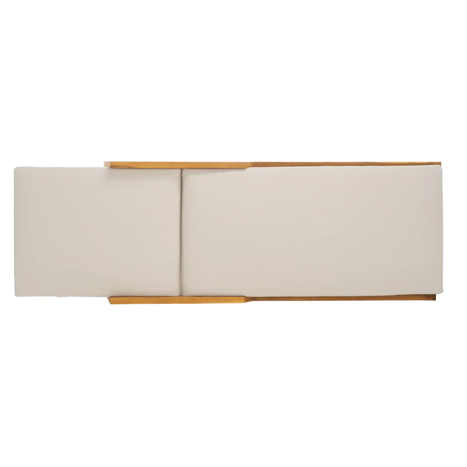 Caledonia Teak Chaise Lounge in Natural / White, detail view
