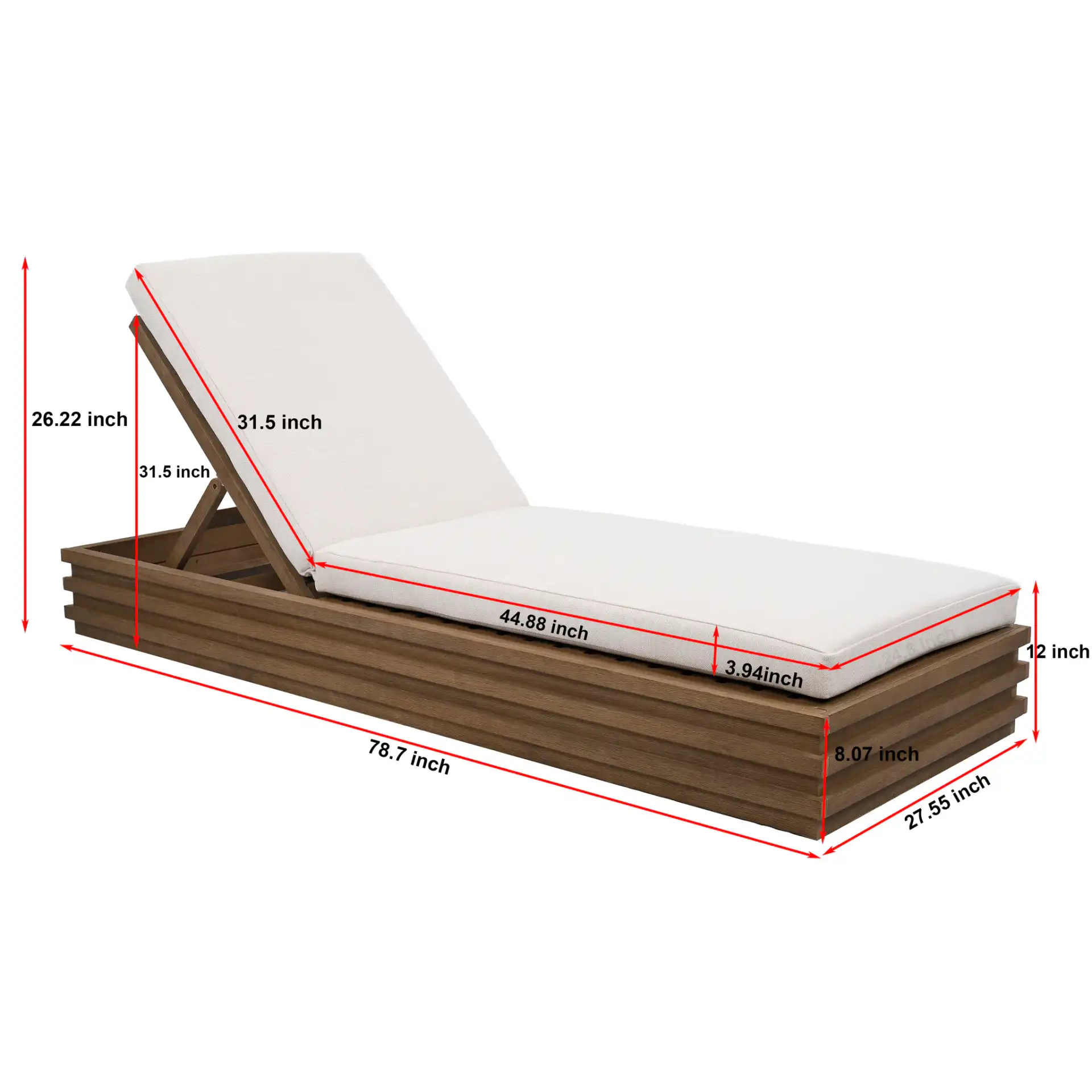 Barbados Chaise Lounge in Natural / Beige, detail view