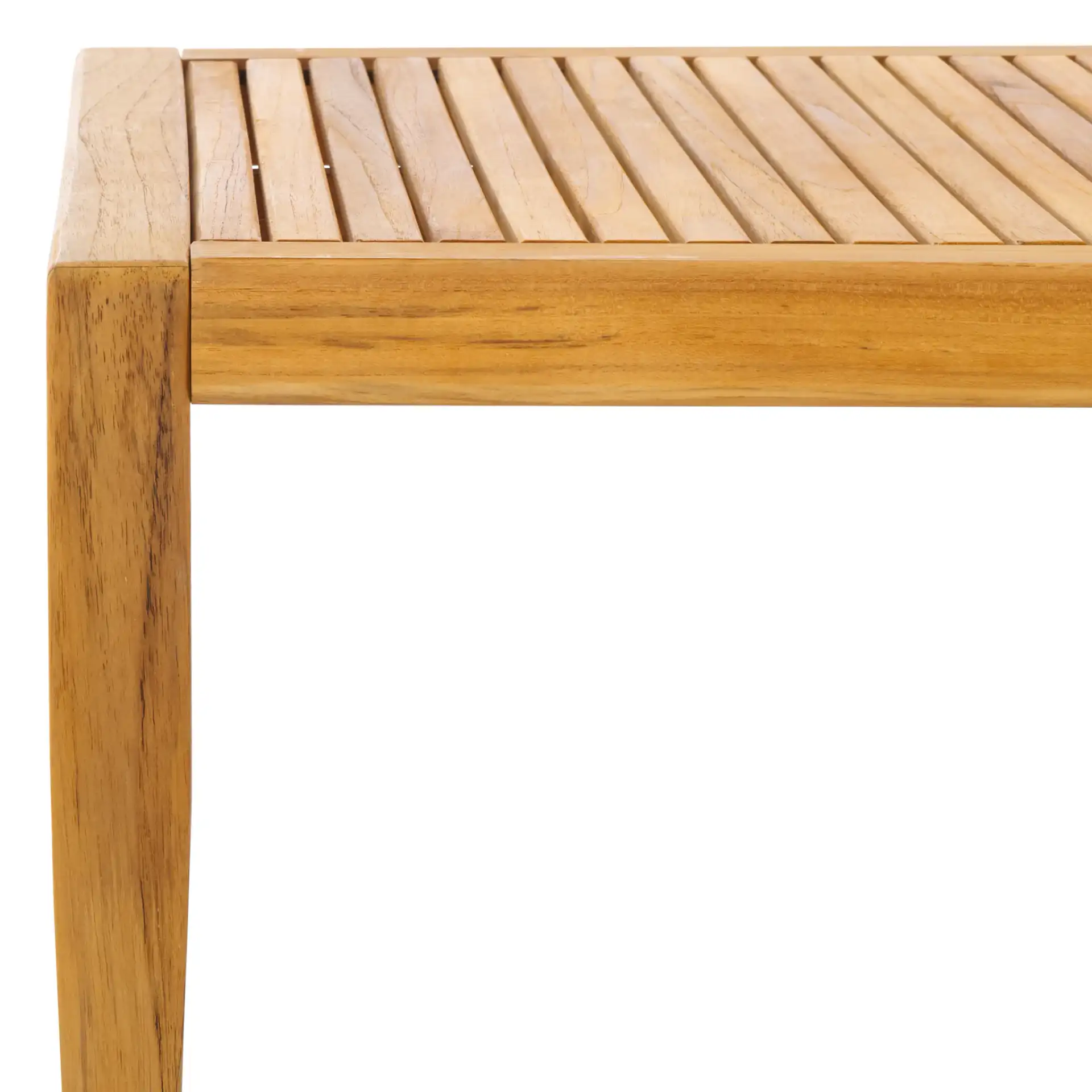 Samoa Teak Patio Coffee Table in Natural in a styled room