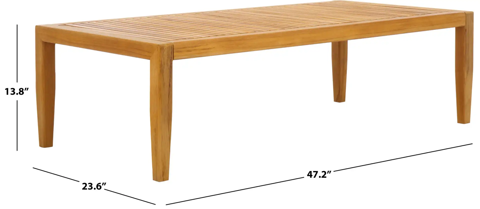 Samoa Teak Patio Coffee Table in Natural, detail view