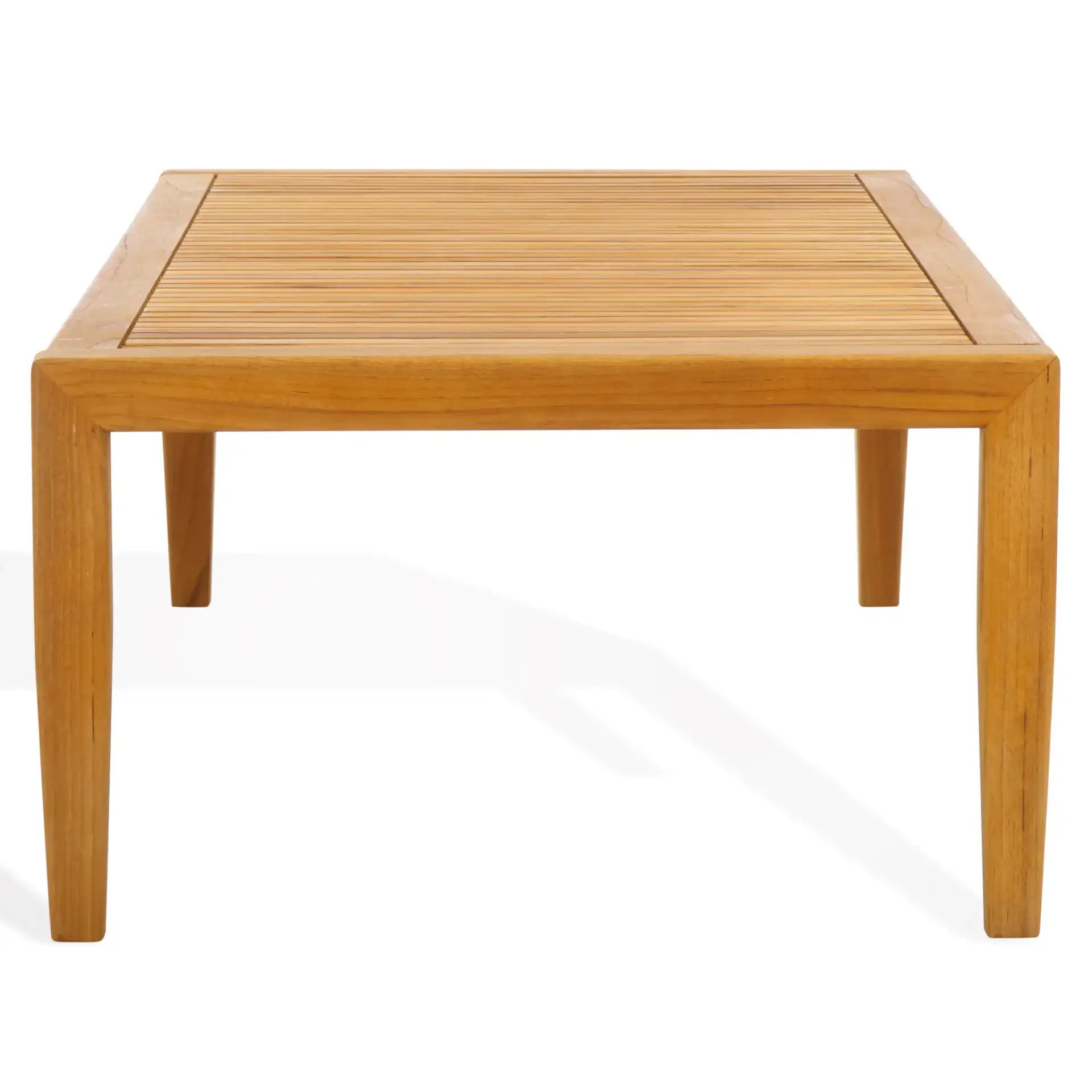 Samoa Teak Patio Coffee Table in Natural, detail view