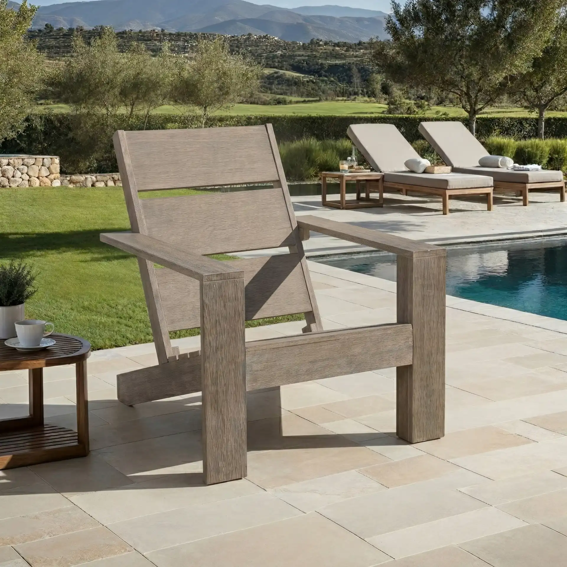 Coral Adirondack Chair in Gray in a styled room