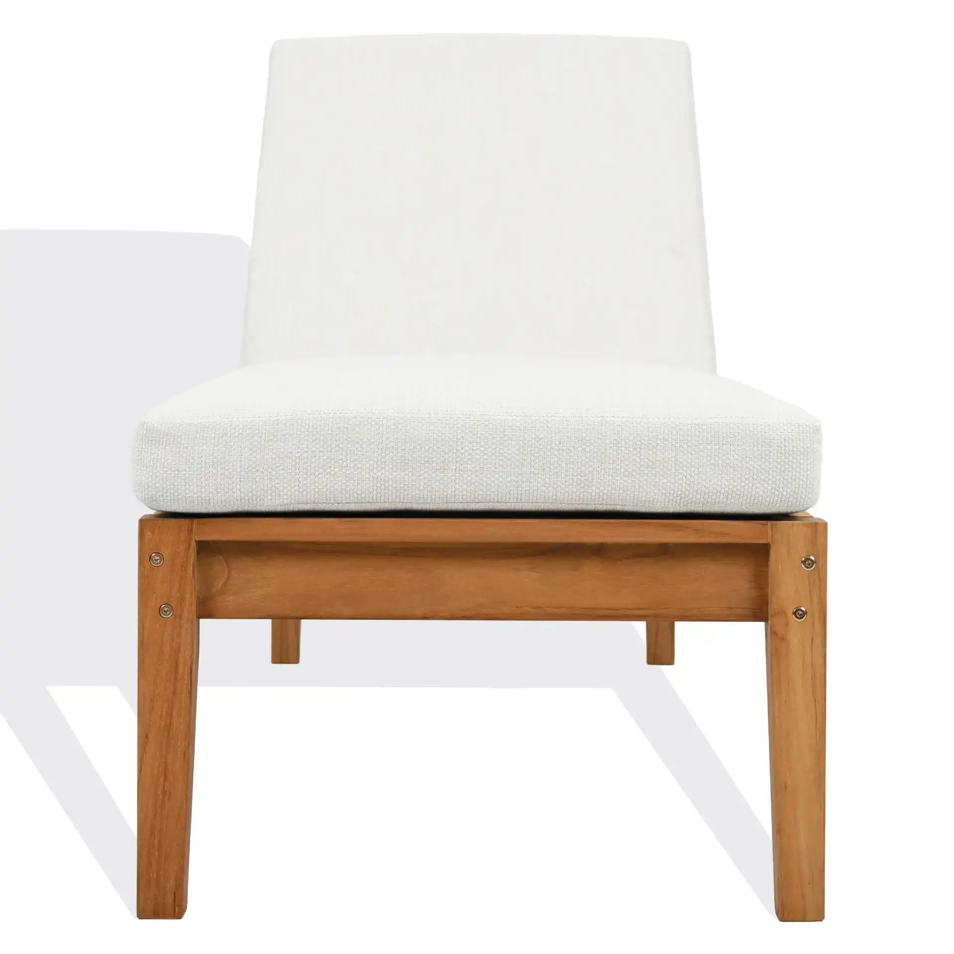 Montclair Teak Chaise Lounge in White / Natural Teak, detail view