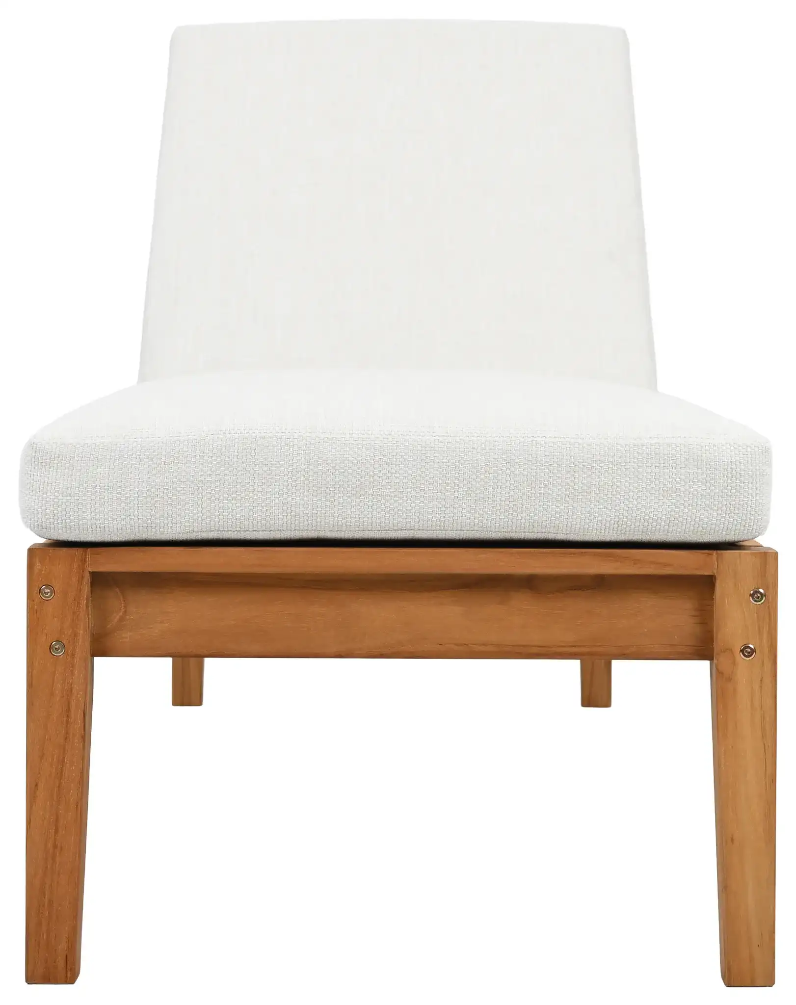 Montclair Teak Chaise Lounge in White / Natural Teak, detail view