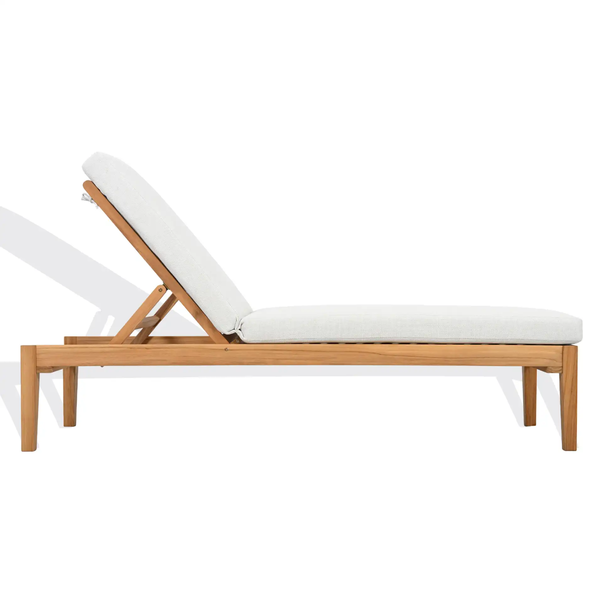 Montclair Teak Chaise Lounge in White / Natural Teak, detail view