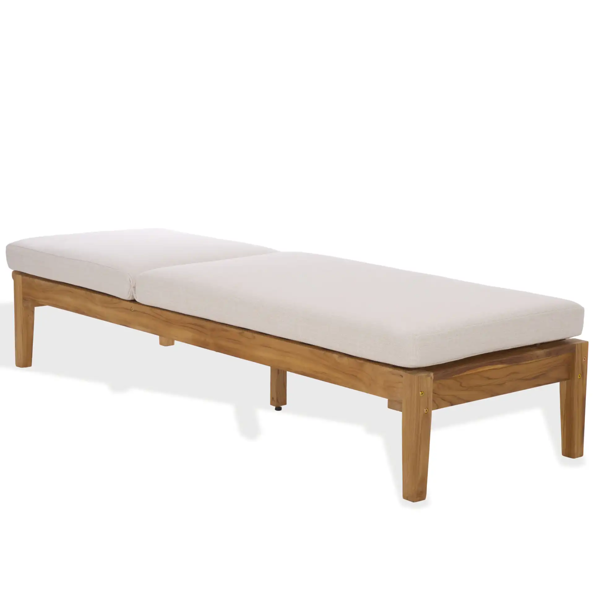 Montclair Teak Chaise Lounge in White / Natural Teak, detail view