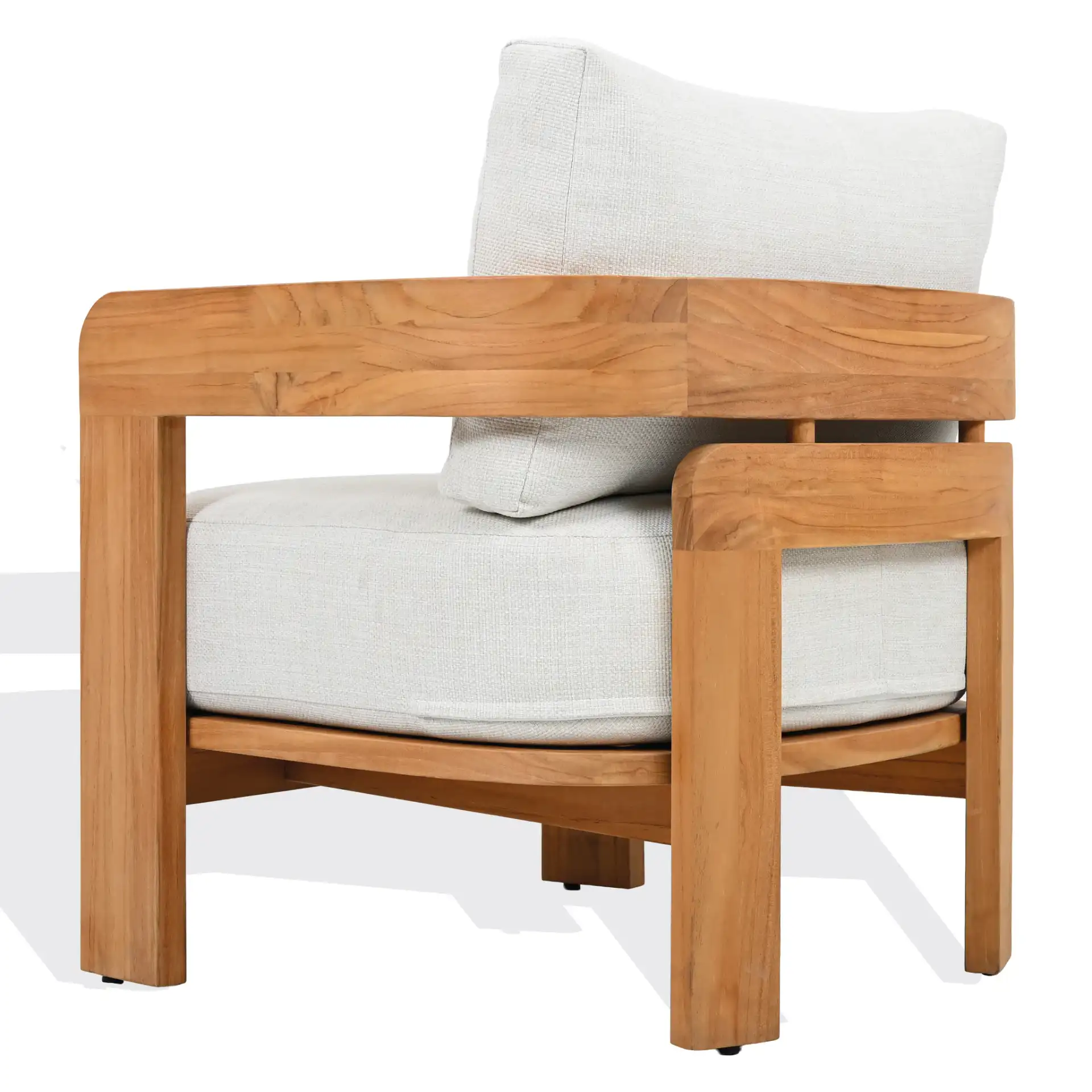 Achilles Teak Patio Chair in White / Natural Teak, detail view