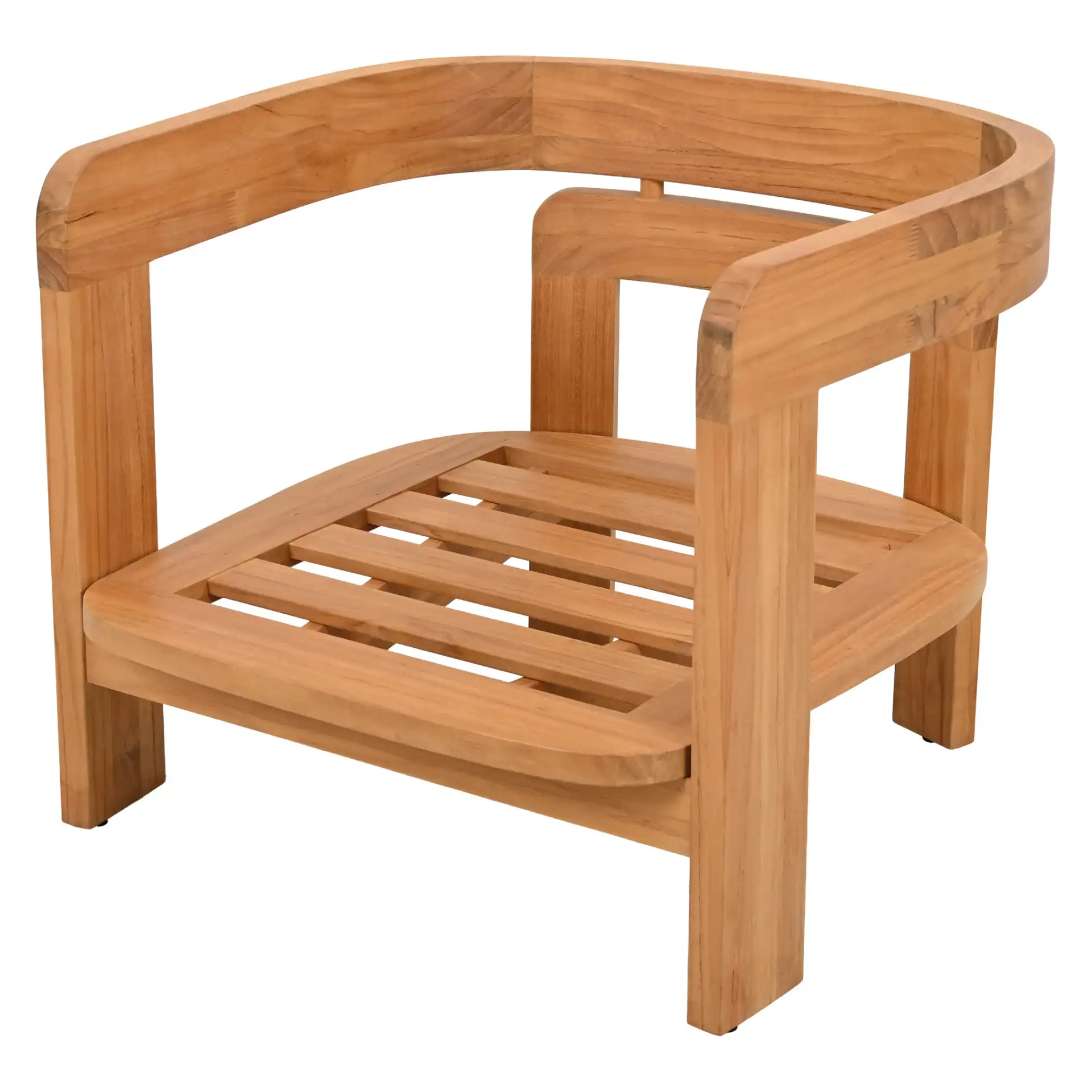 Achilles Teak Patio Chair in White / Natural Teak in a styled room