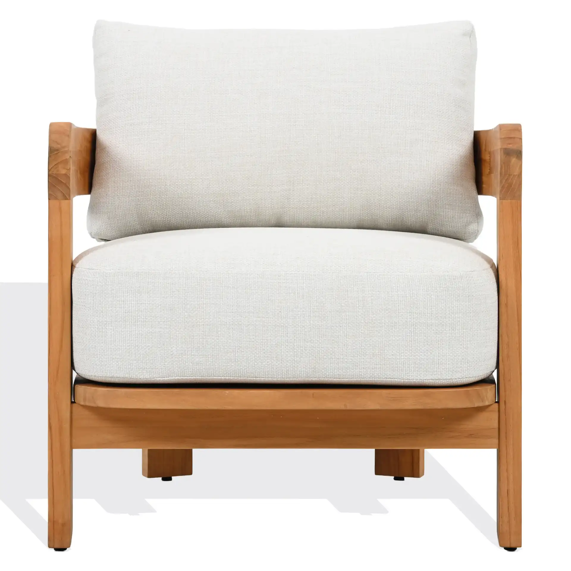 Achilles Teak Patio Chair in White / Natural Teak, detail view