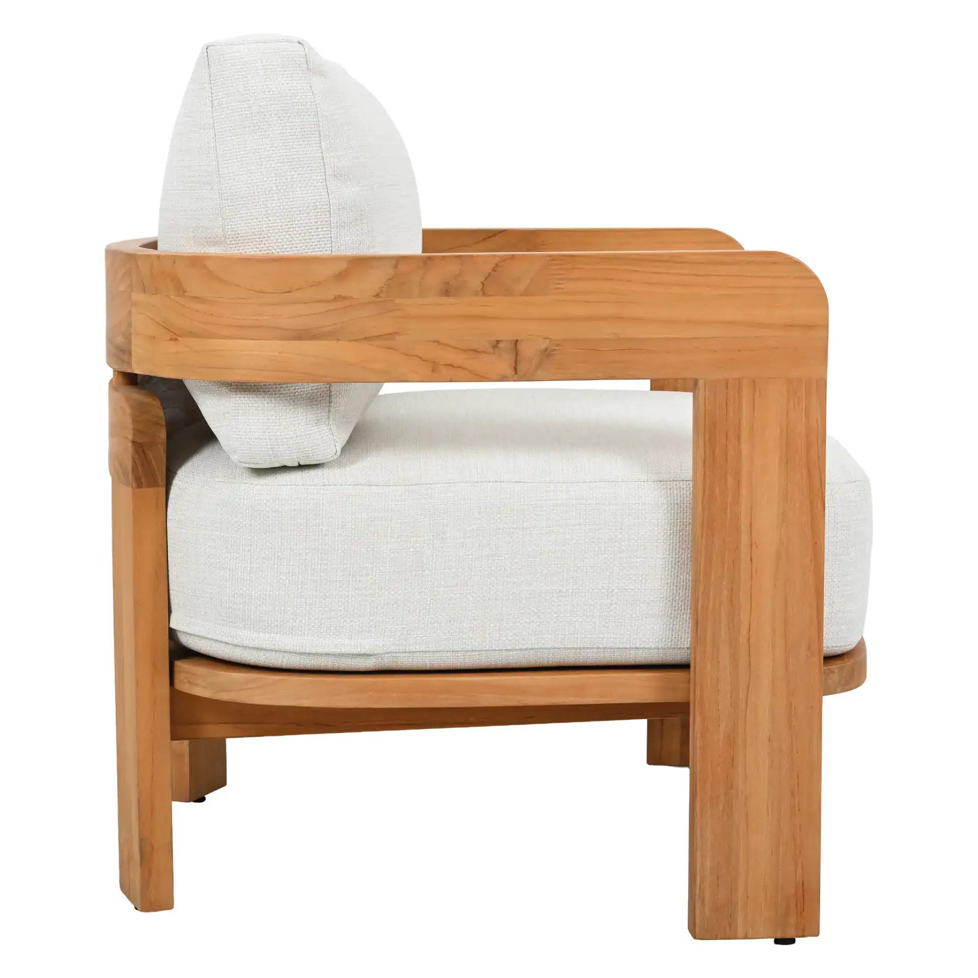 Achilles Teak Patio Chair in White / Natural Teak, detail view