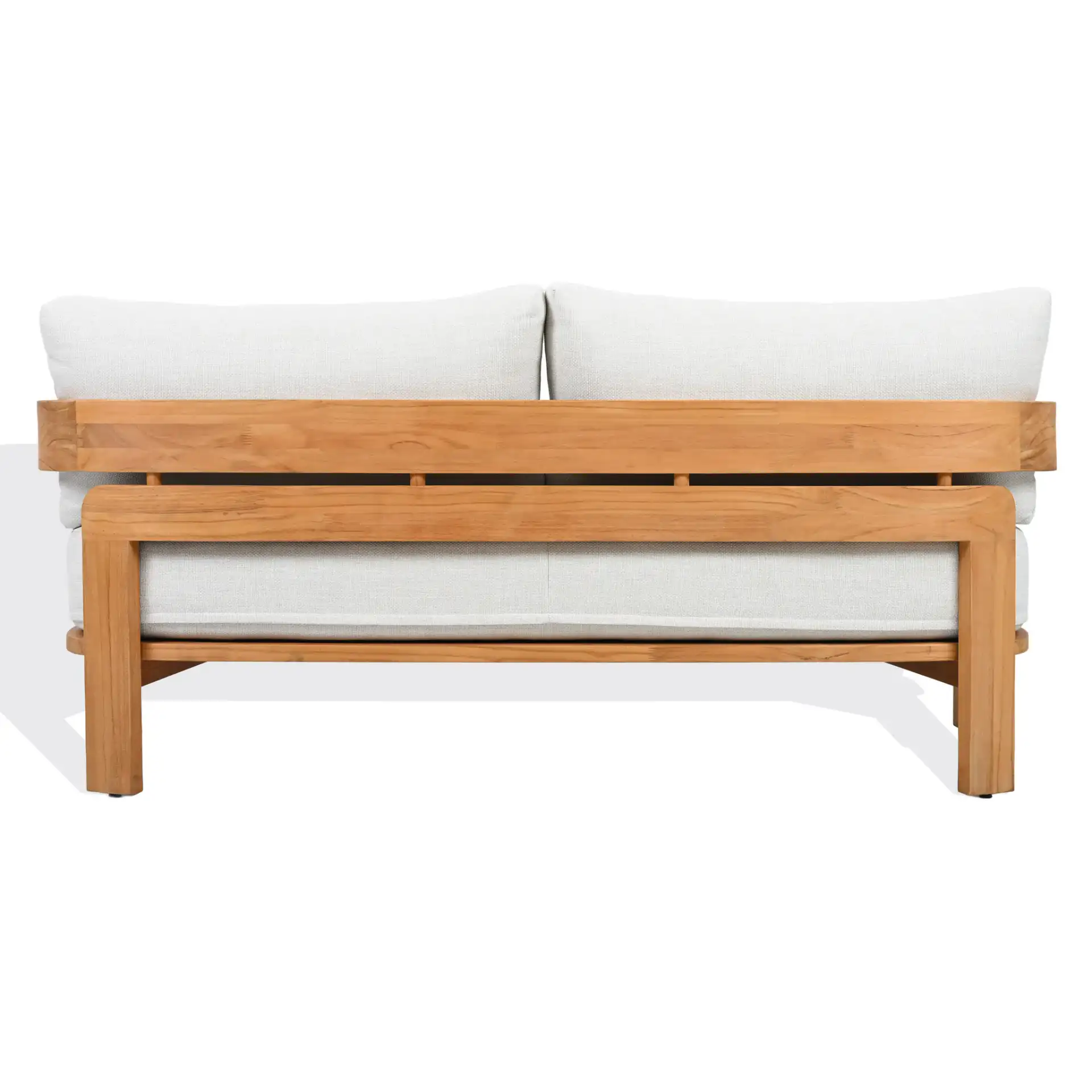 Achilles Teak Patio Sofa in White / Natural Teak, detail view