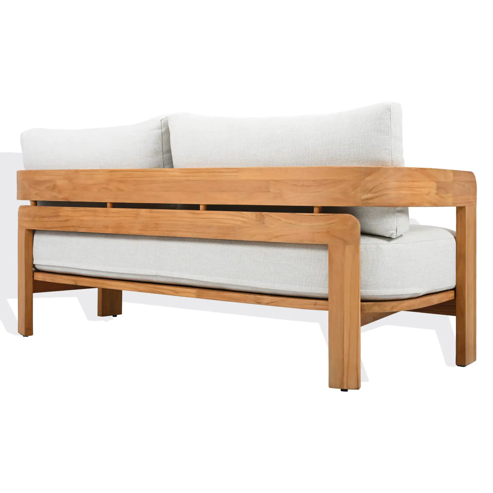 Achilles Teak Patio Sofa in White / Natural Teak, detail view