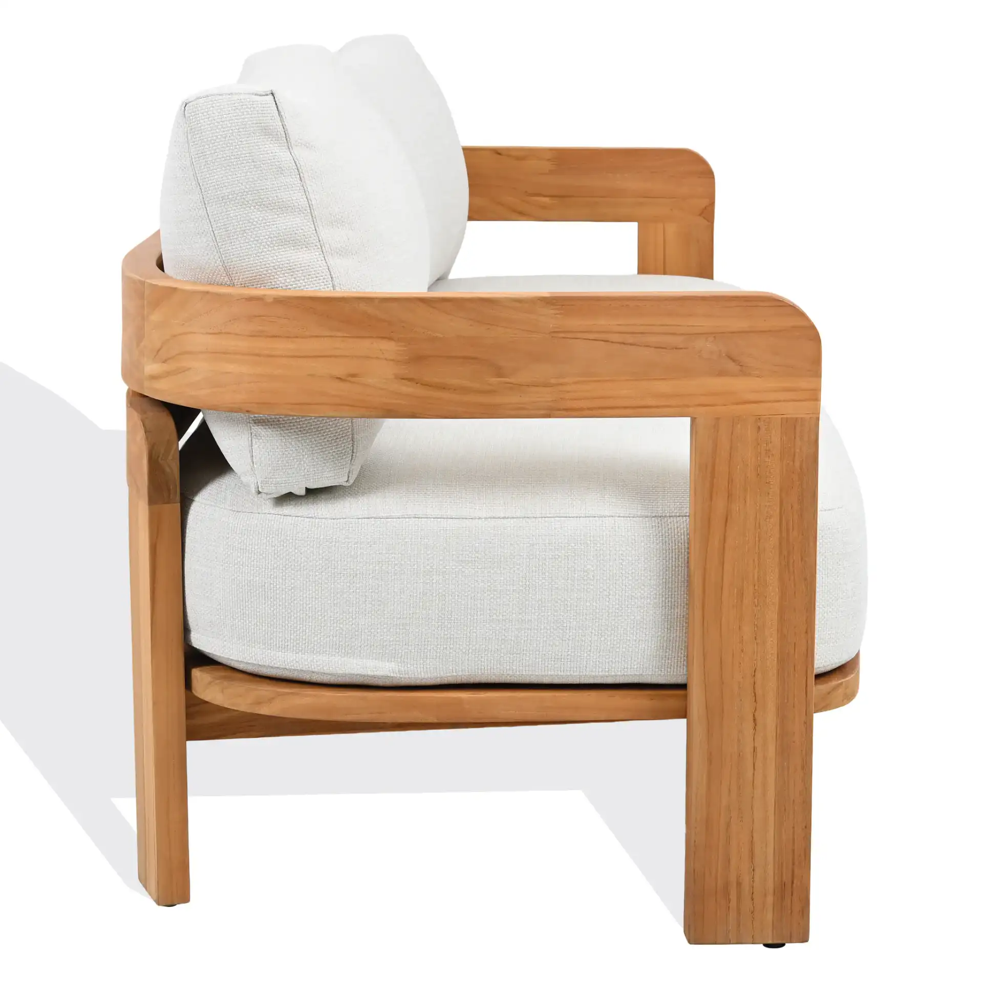 Achilles Teak Patio Sofa in White / Natural Teak, detail view