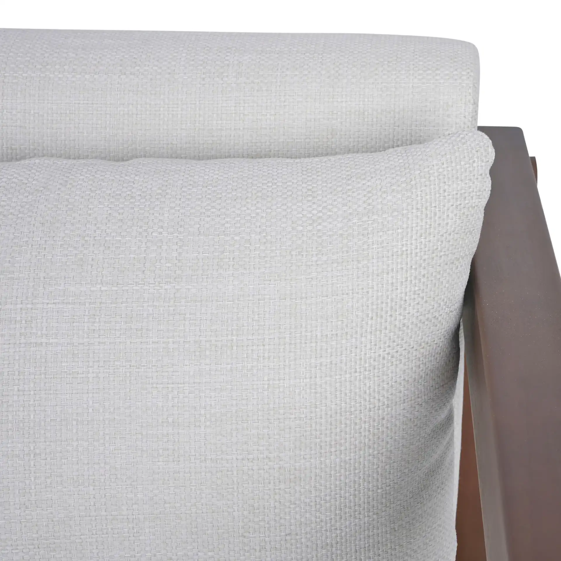 Cruise Eucalyptus Patio Sofa in Walnut / White in a styled room
