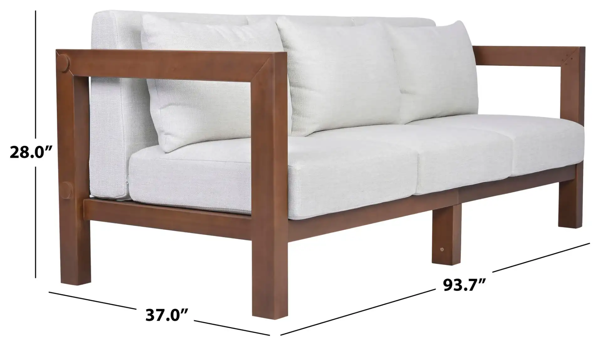 Cruise Eucalyptus Patio Sofa in Walnut / White, detail view