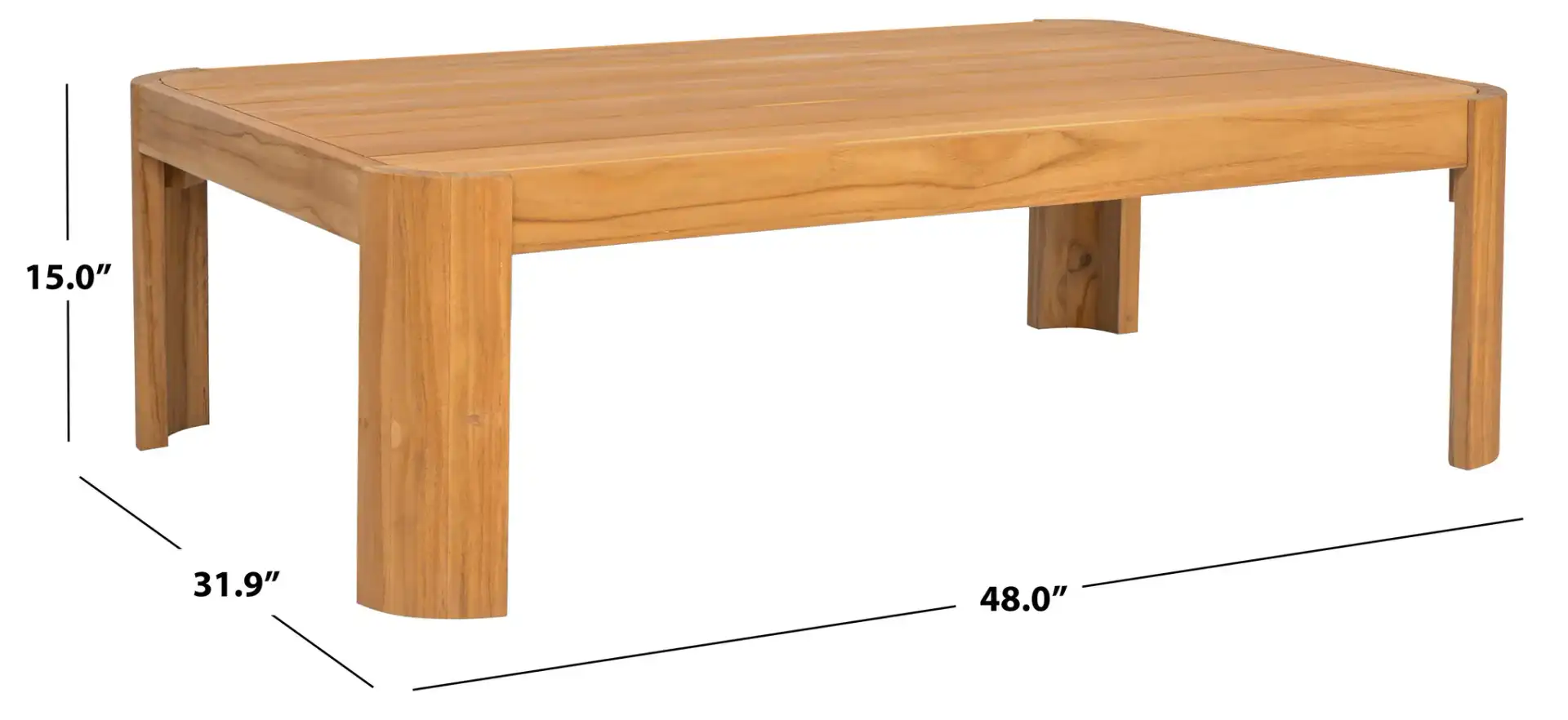 Leilani Teak Coffee Table in Natural Teak, detail view