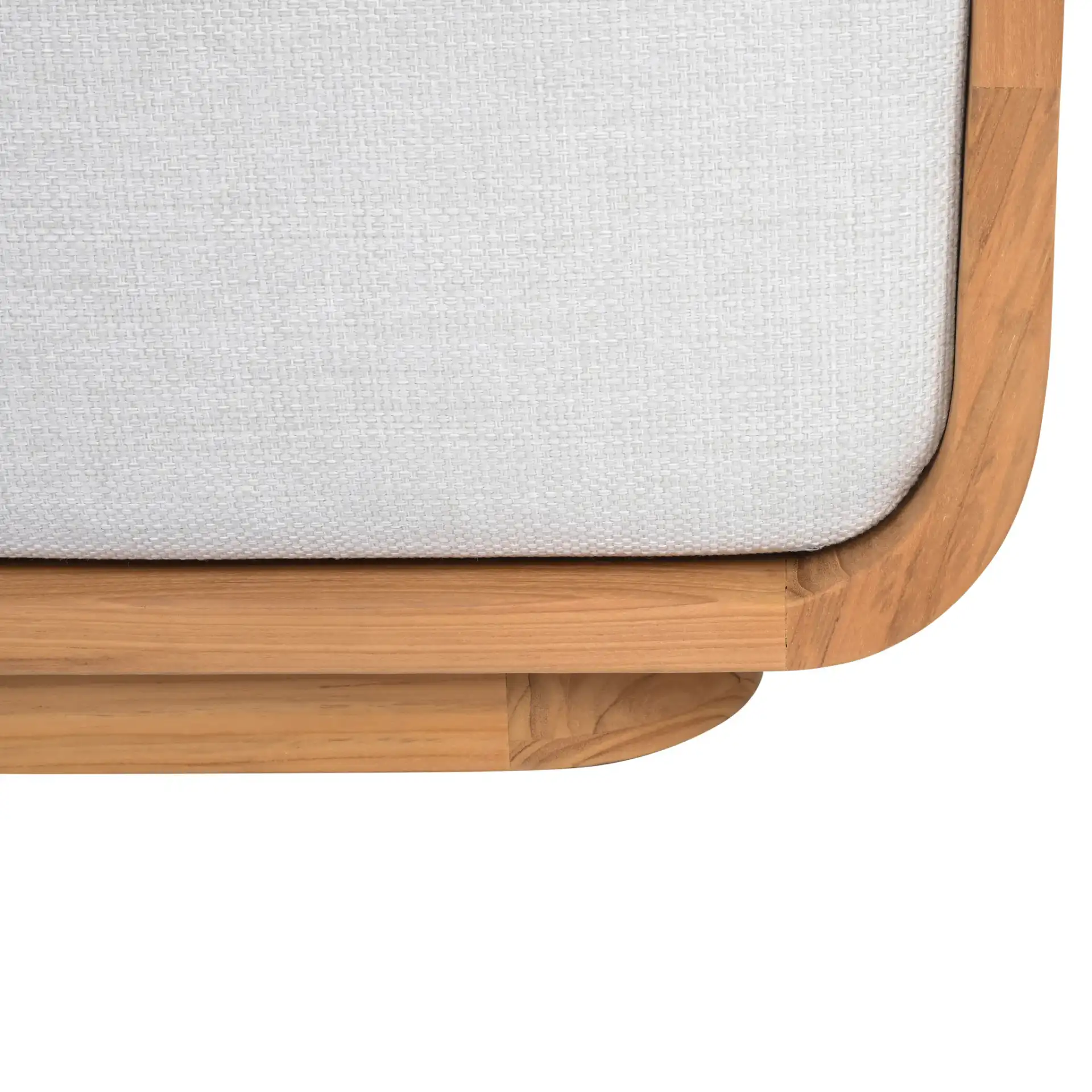 Leilani Teak Patio Chair in White / Natural Teak in a styled room