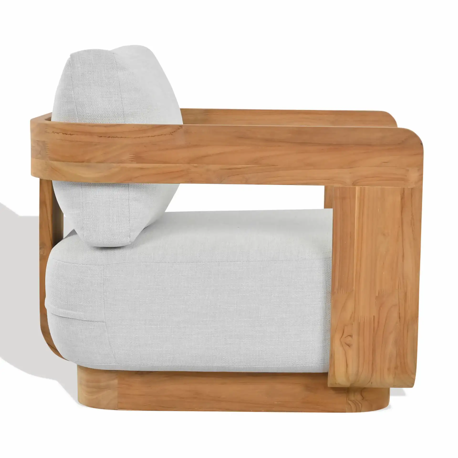 Leilani Teak Patio Chair in White / Natural Teak, detail view
