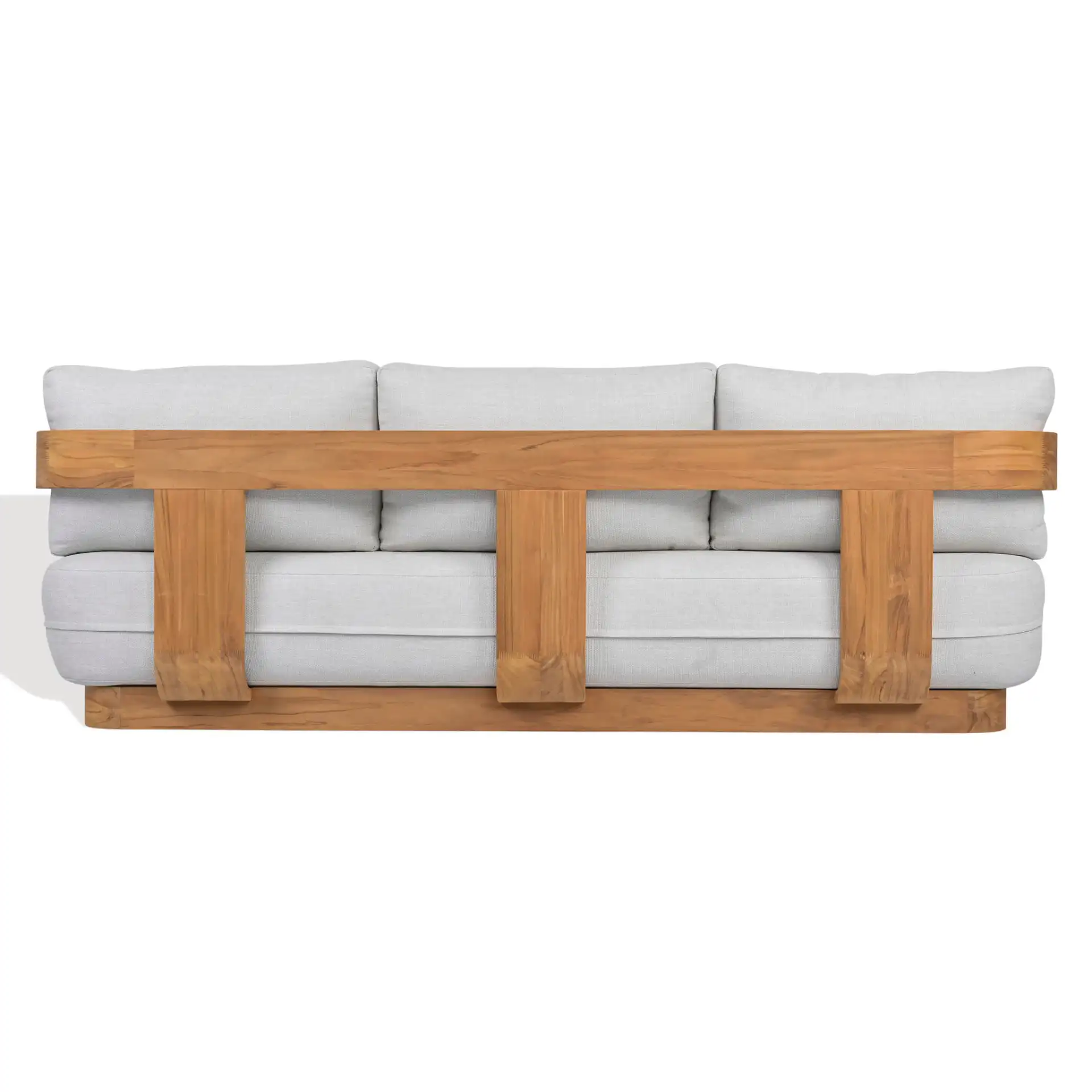 Leilani Teak Patio Sofa in White / Natural Teak, detail view