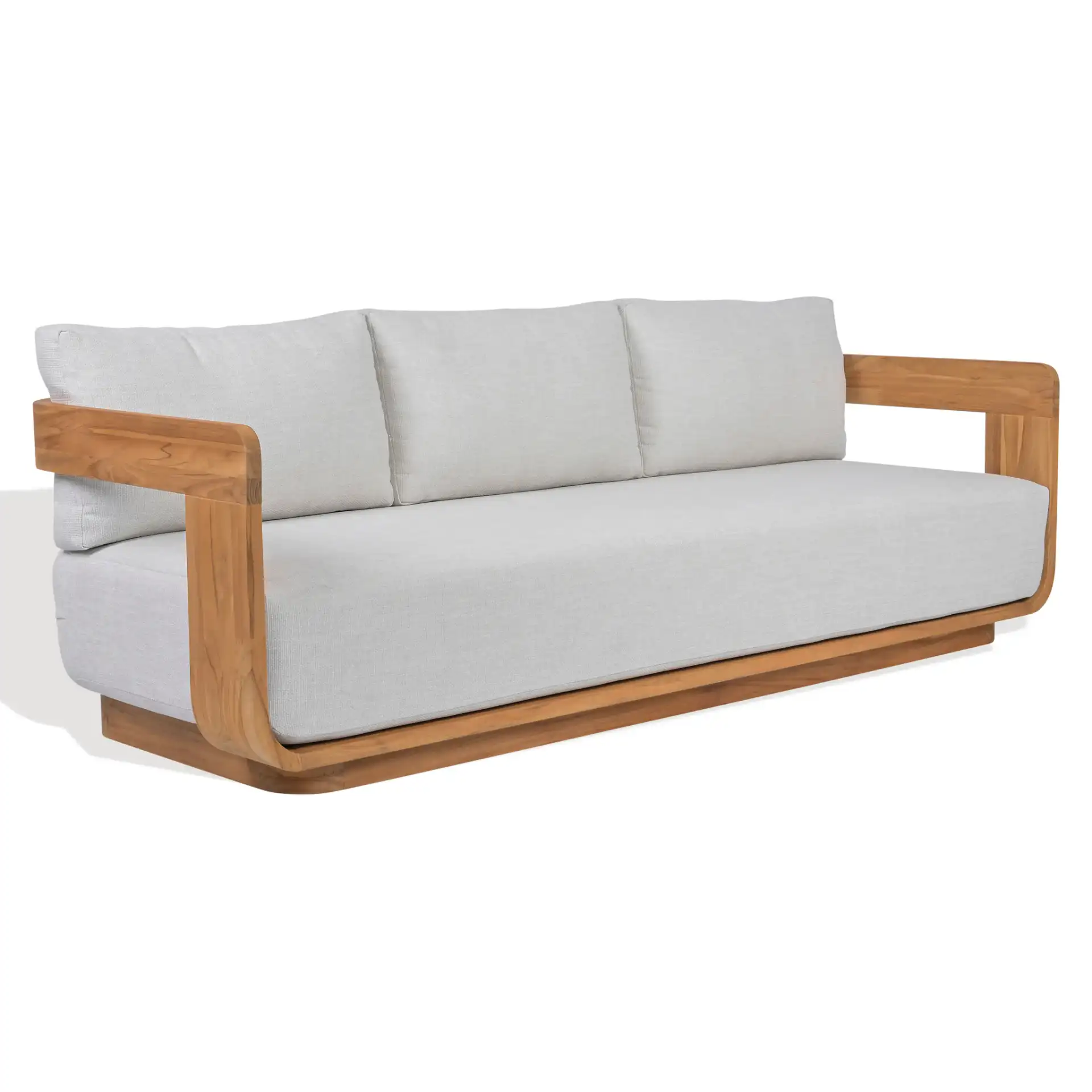 Leilani Teak Patio Sofa in White / Natural Teak, detail view