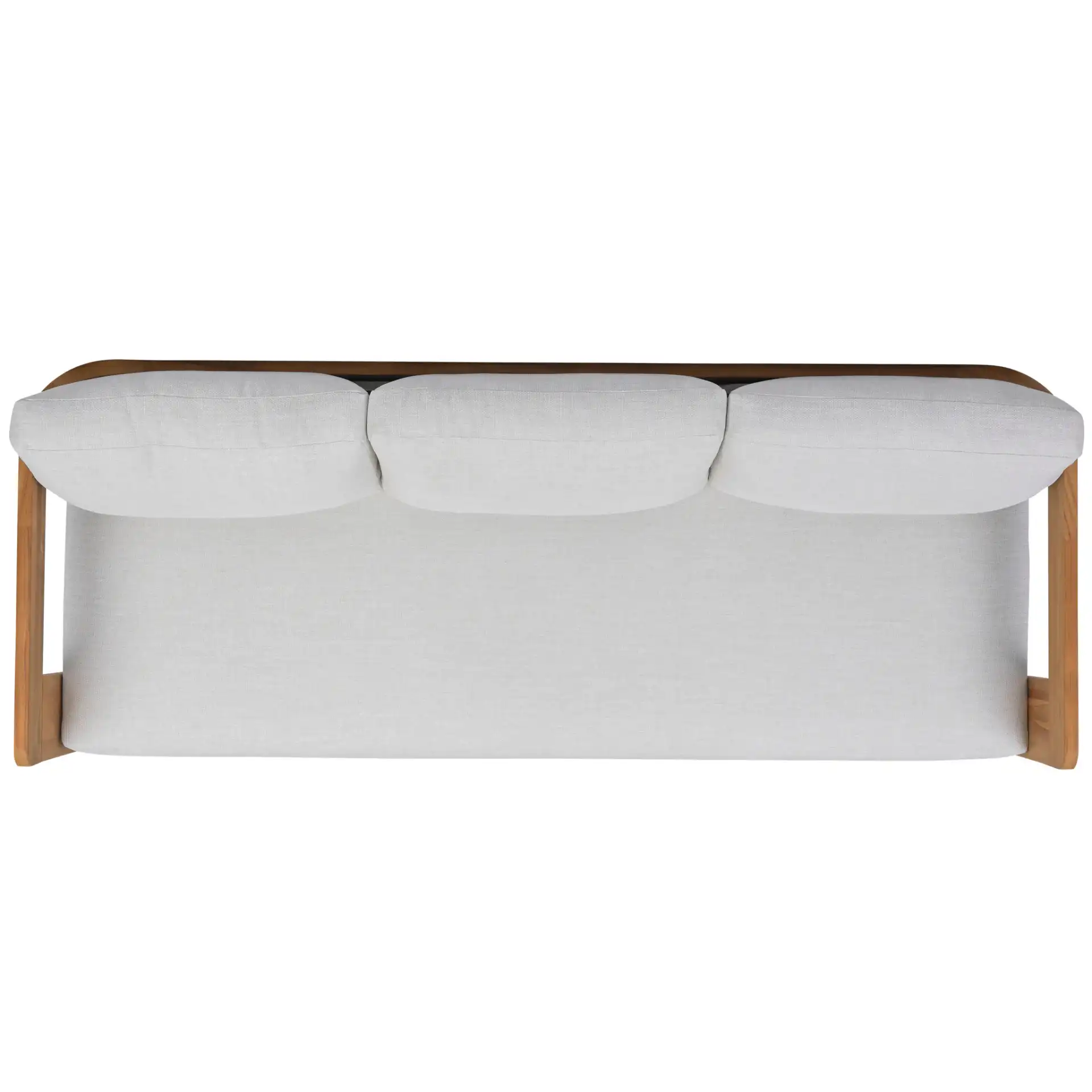 Leilani Teak Patio Sofa in White / Natural Teak, detail view