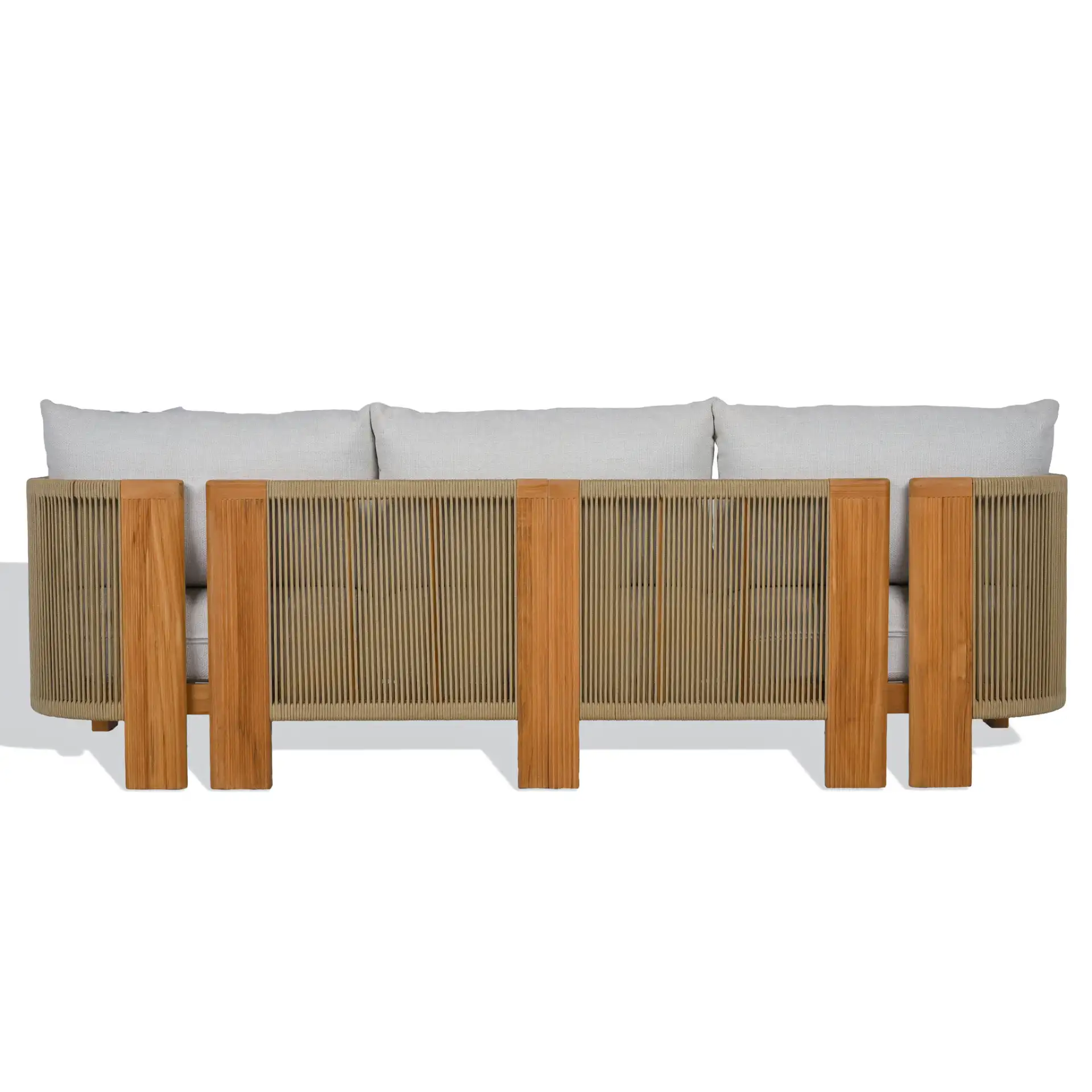 Marina Teak Patio Sofa in White / Natural Teak, detail view