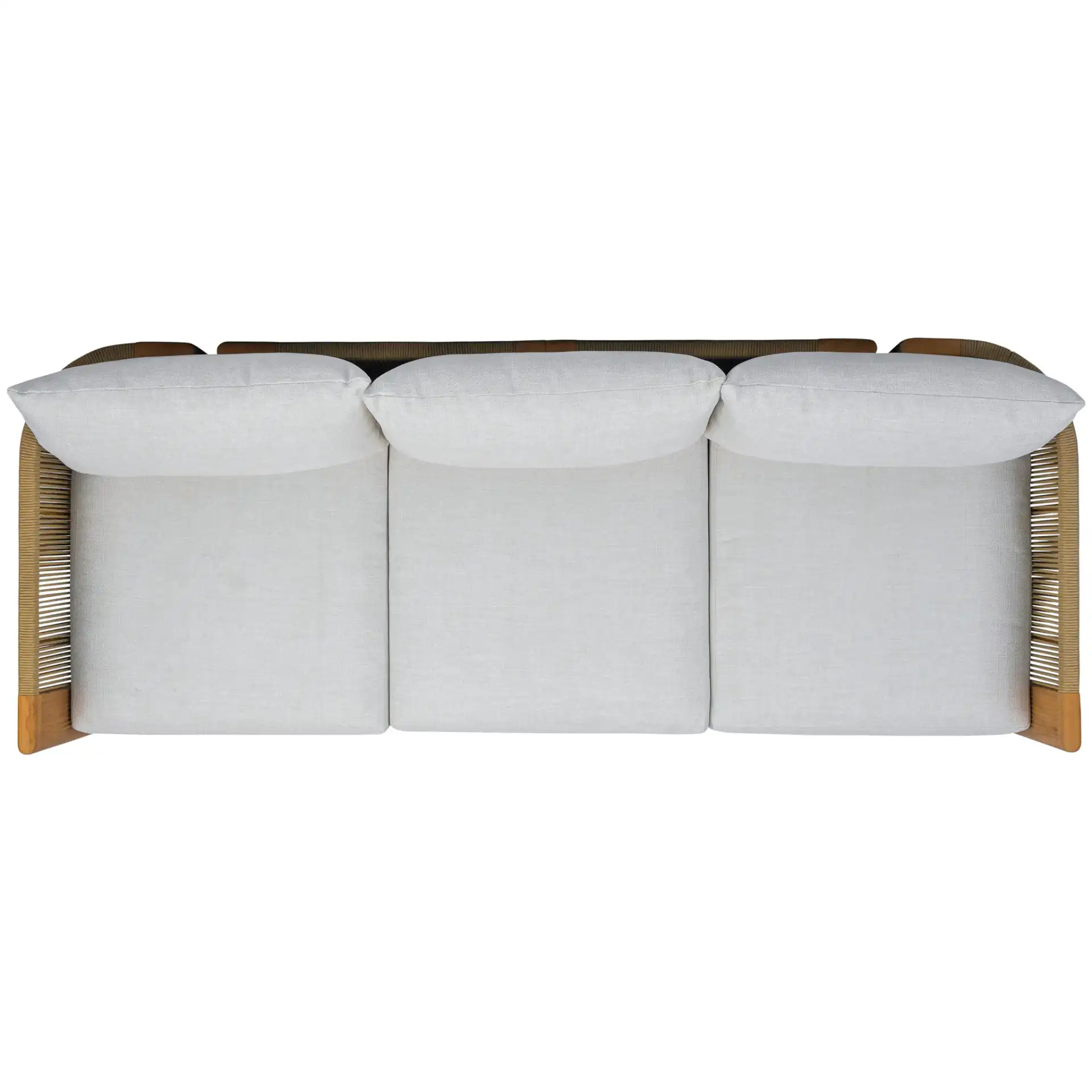 Marina Teak Patio Sofa in White / Natural Teak, detail view