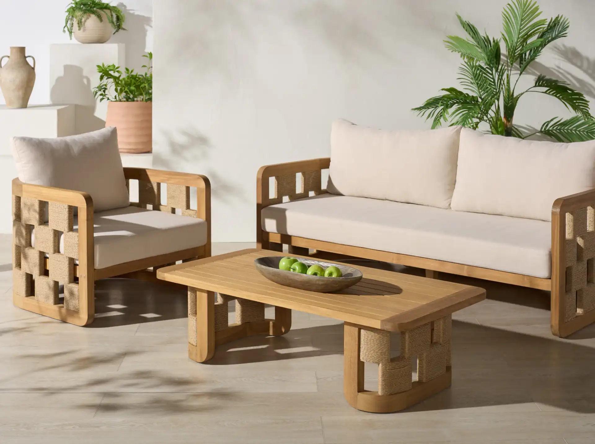 Skipper Teak Coffee Table in Natural, detail view