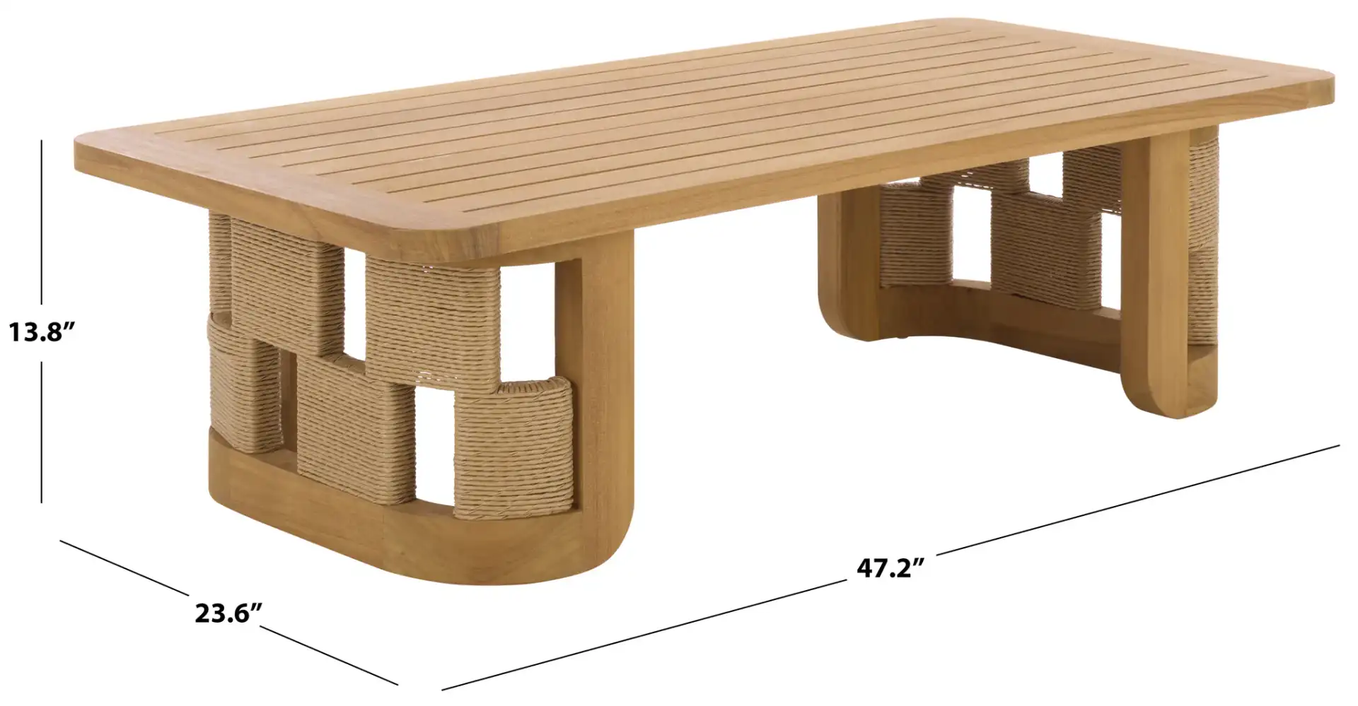 Skipper Teak Coffee Table in Natural, detail view