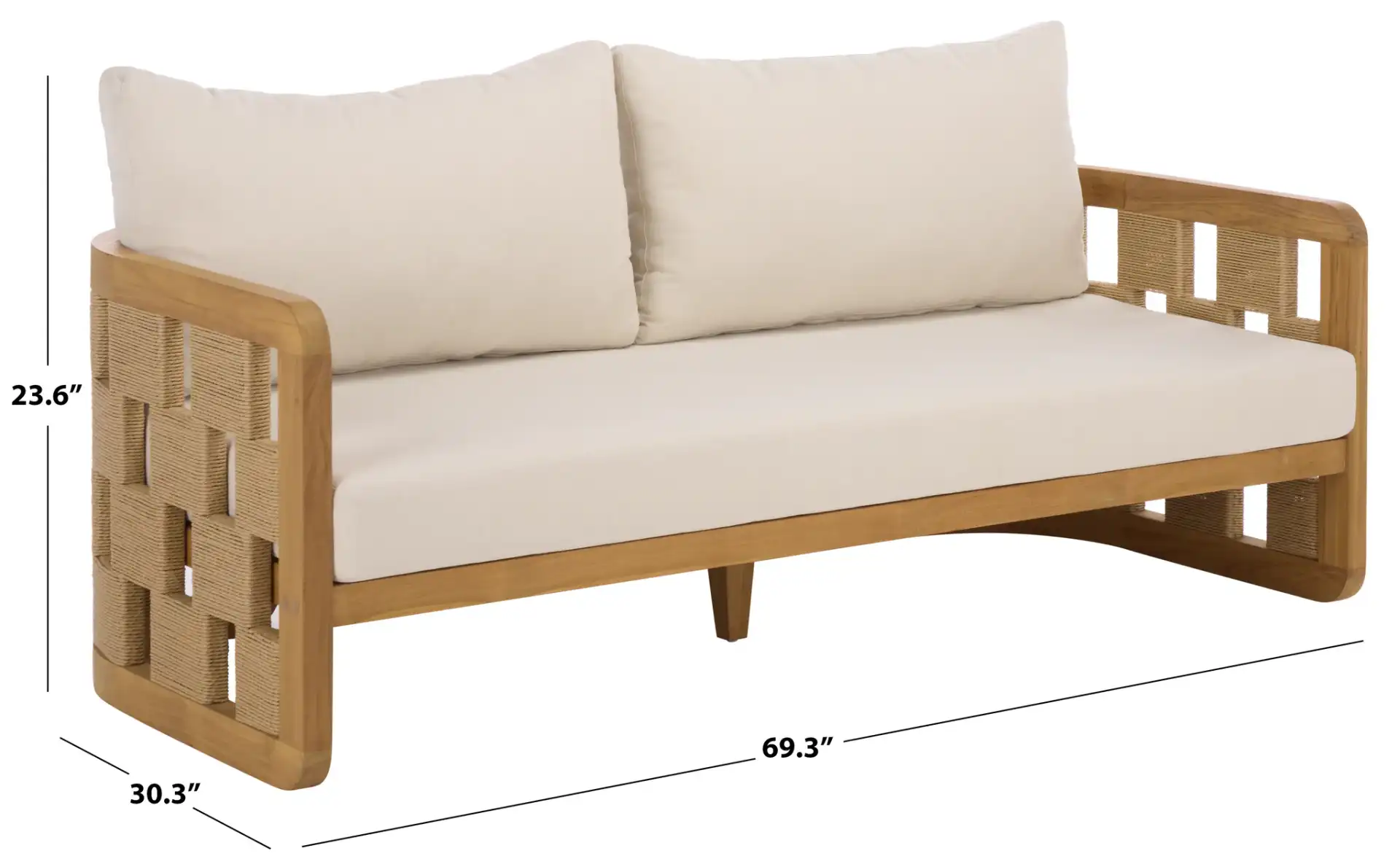 Skipper Teak Patio Sofa in Natural / Beige, detail view