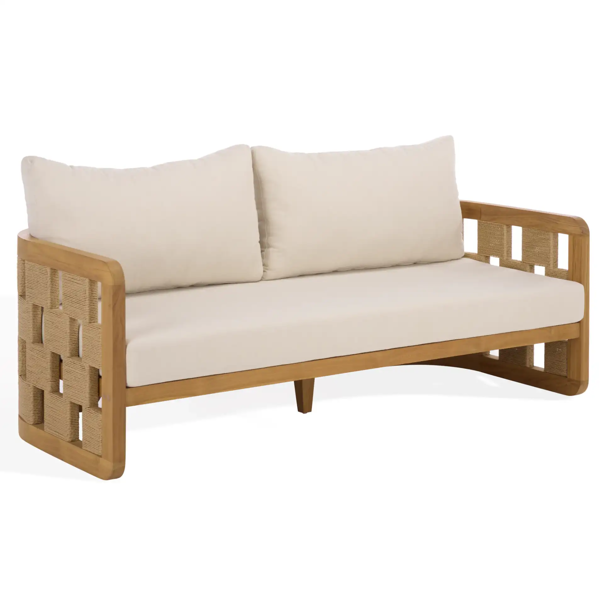 Skipper Teak Patio Sofa in Natural / Beige, detail view