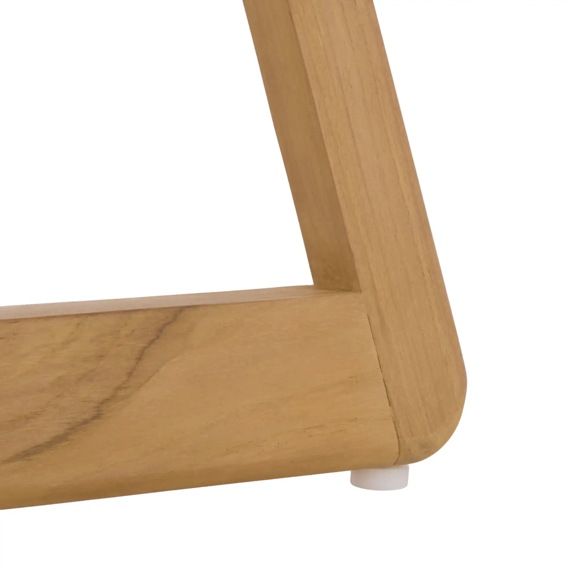 Gale Teak Outdoor Coffee Table in Natural in a styled room