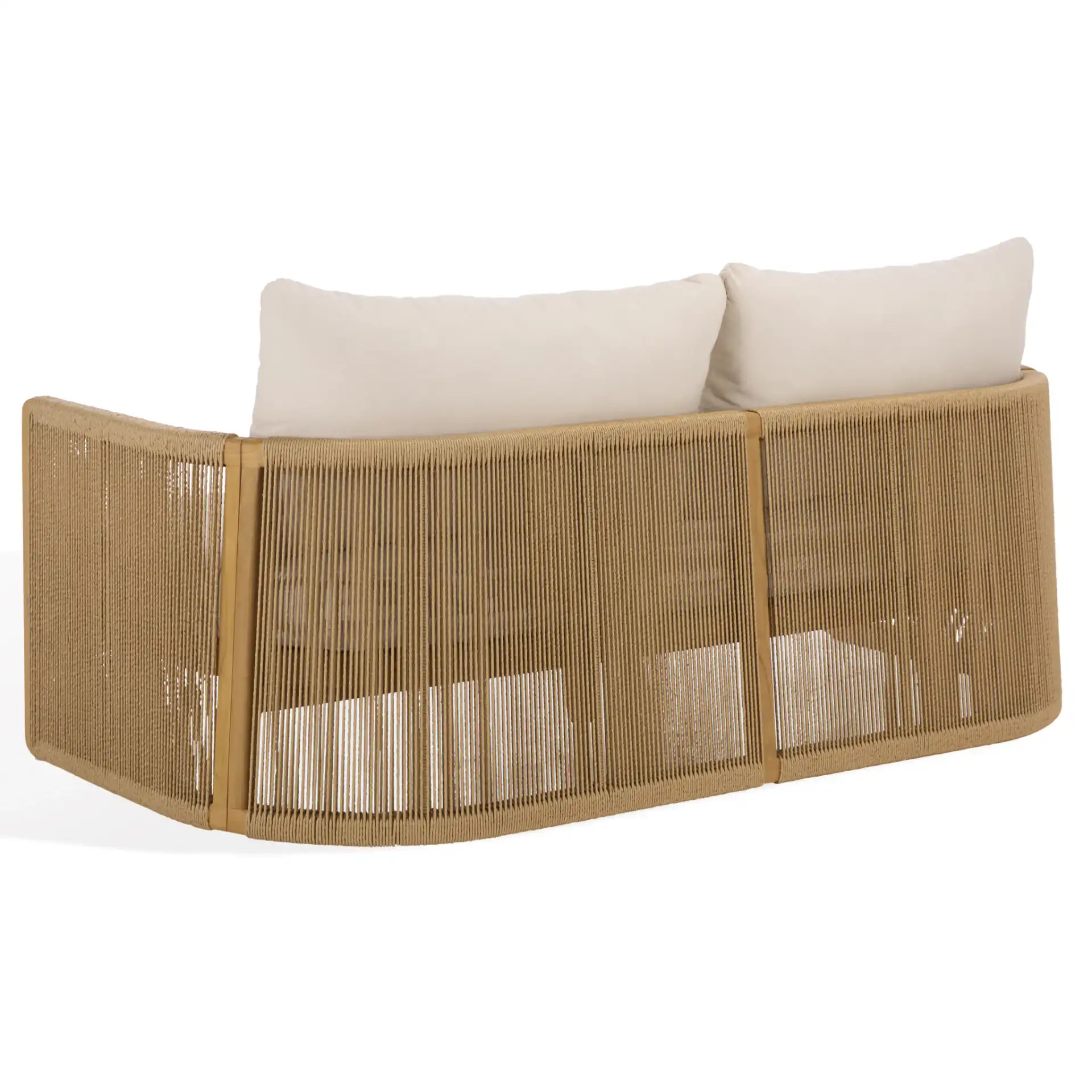 Gale Teak And Hyacinth Patio Sofa in Natural / Beige, detail view