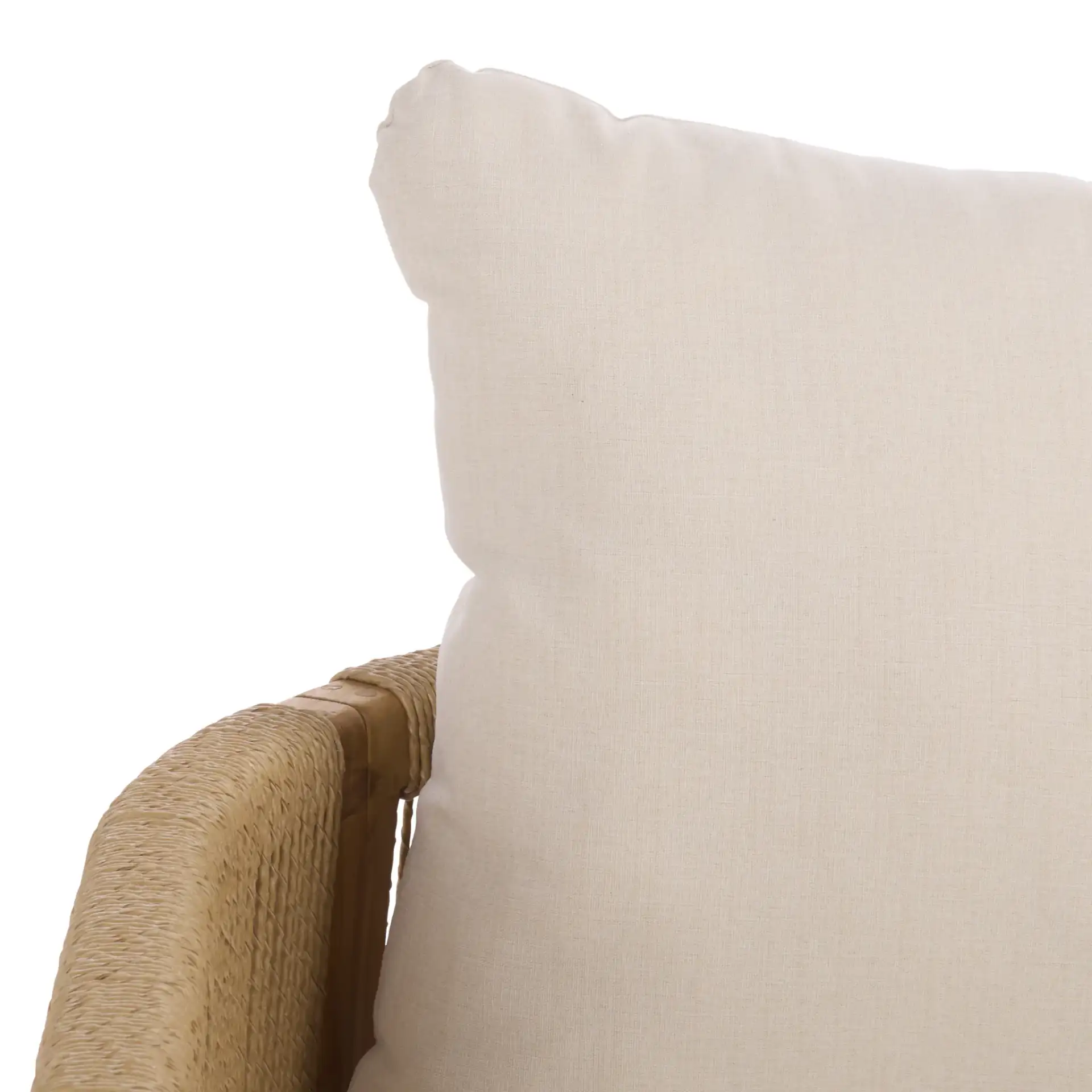 Gale Teak And Hyacinth Patio Sofa in Natural / Beige in a styled room