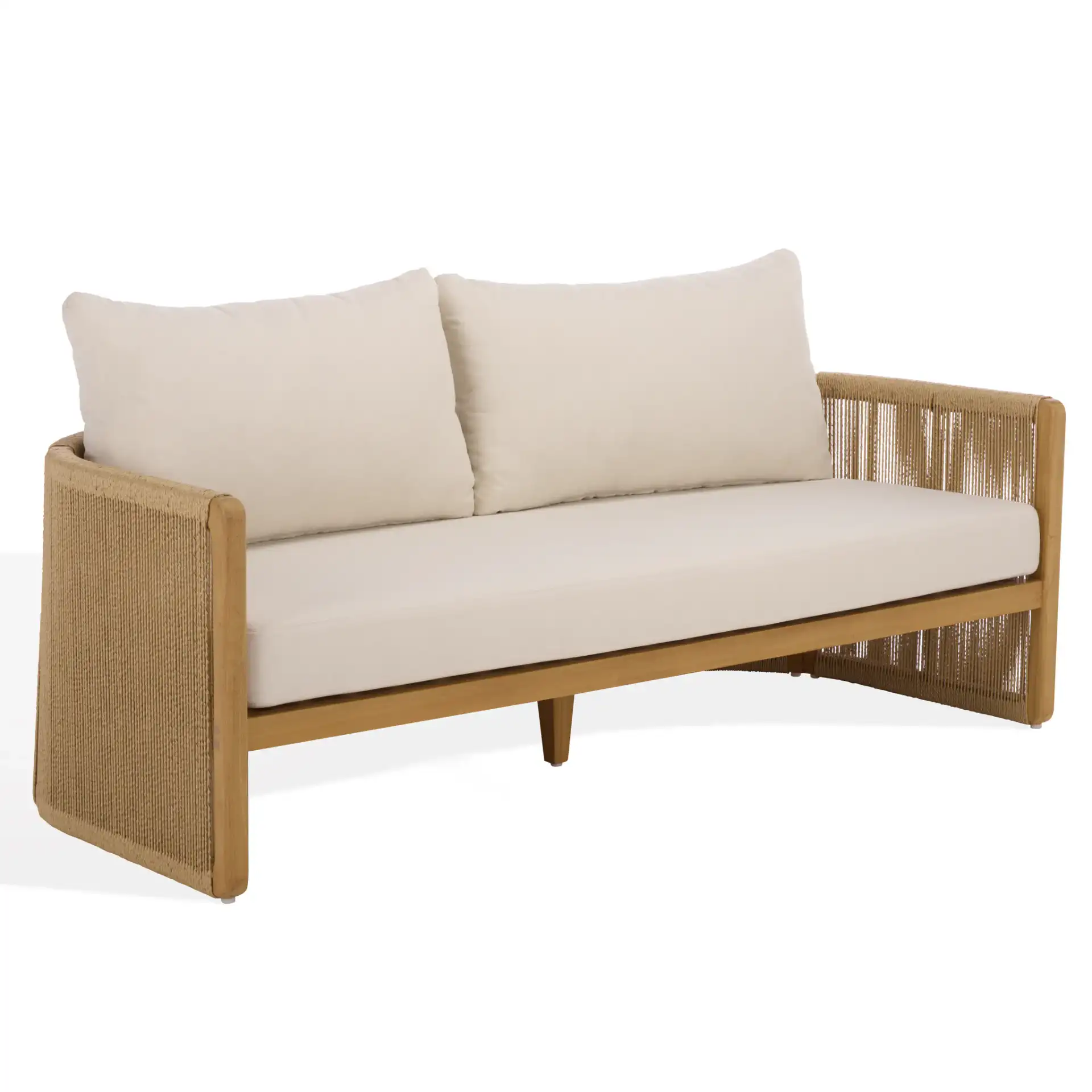 Gale Teak And Hyacinth Patio Sofa in Natural / Beige, detail view