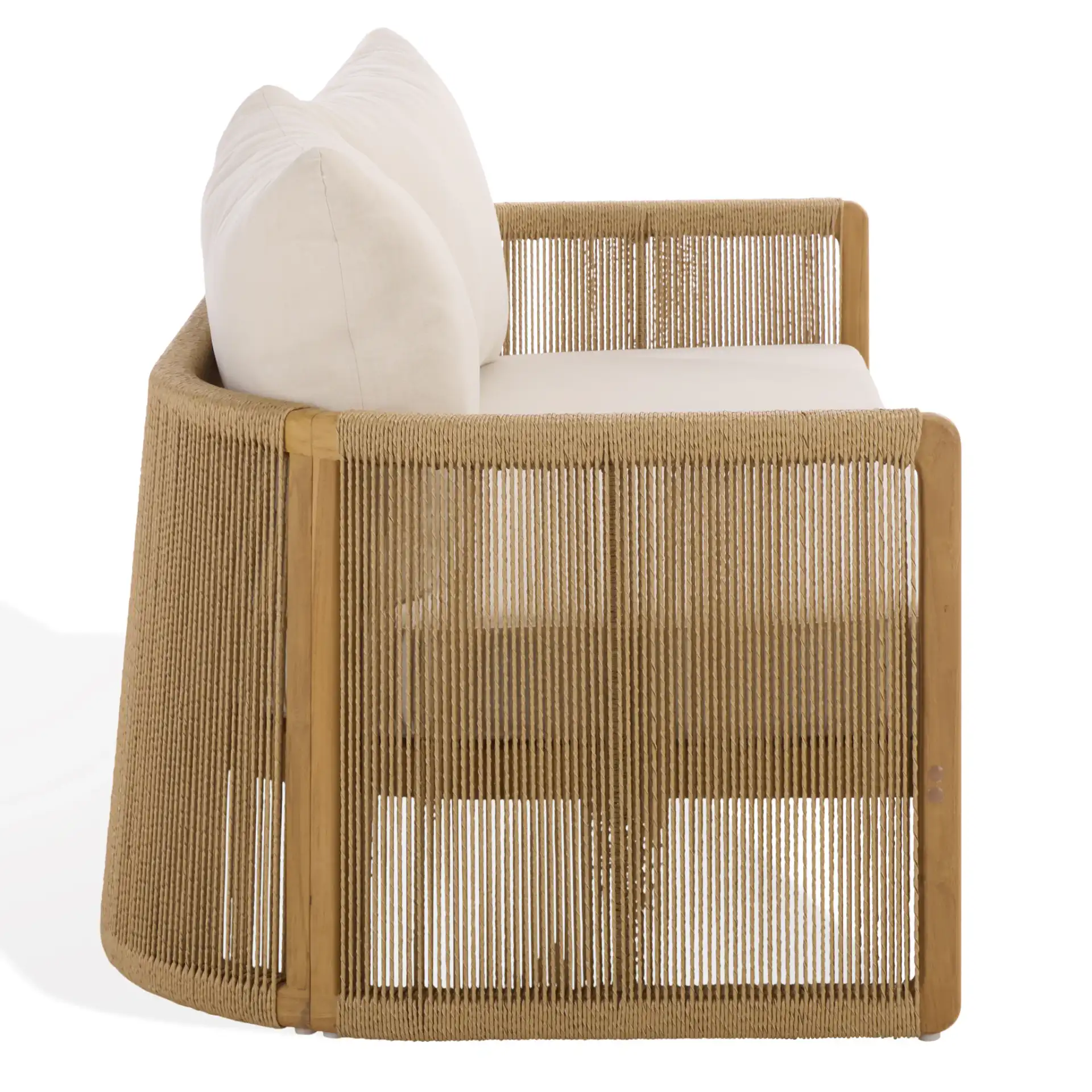 Gale Teak And Hyacinth Patio Sofa in Natural / Beige, detail view