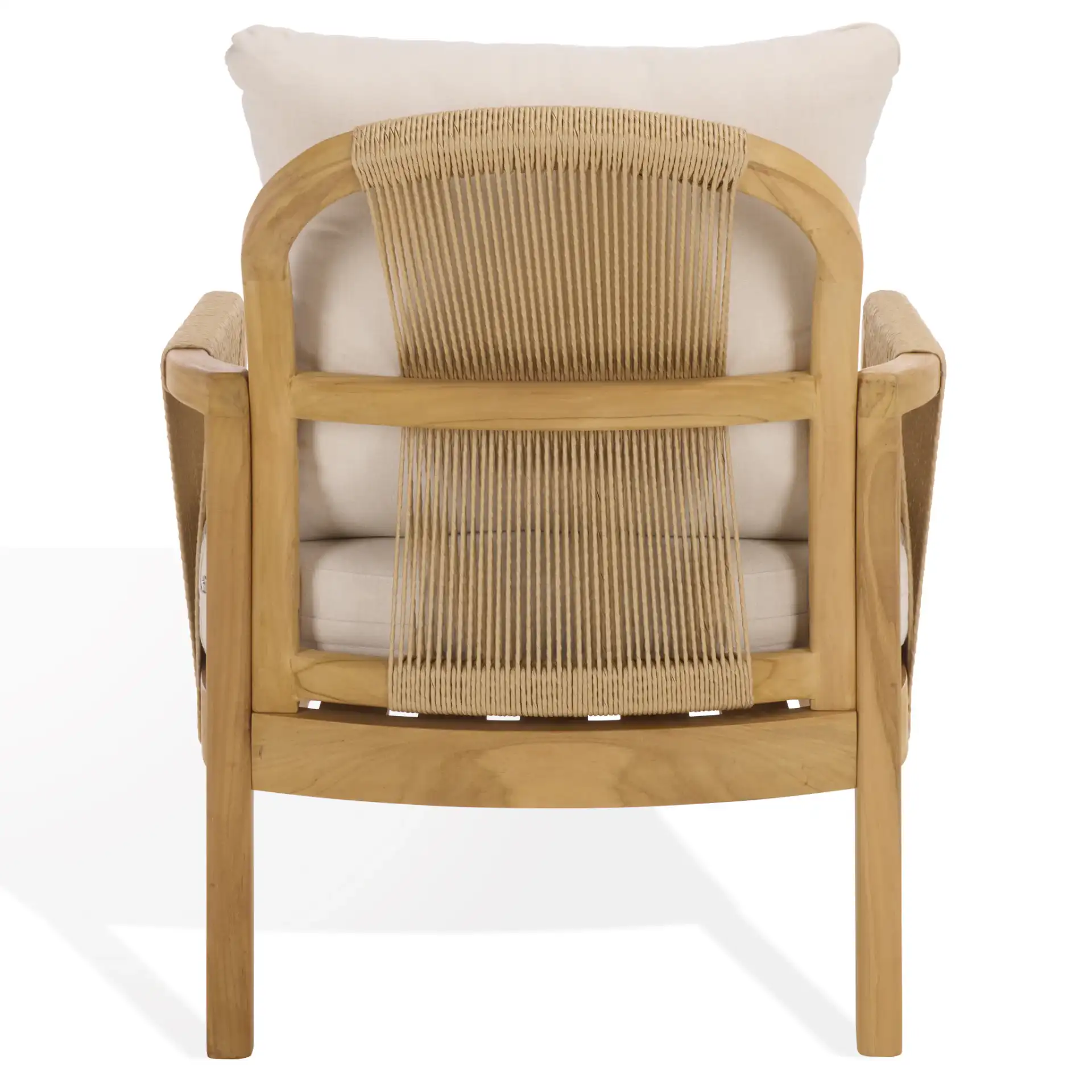 Rogers Teak & Hyacinth Chair in Natural / Beige, detail view