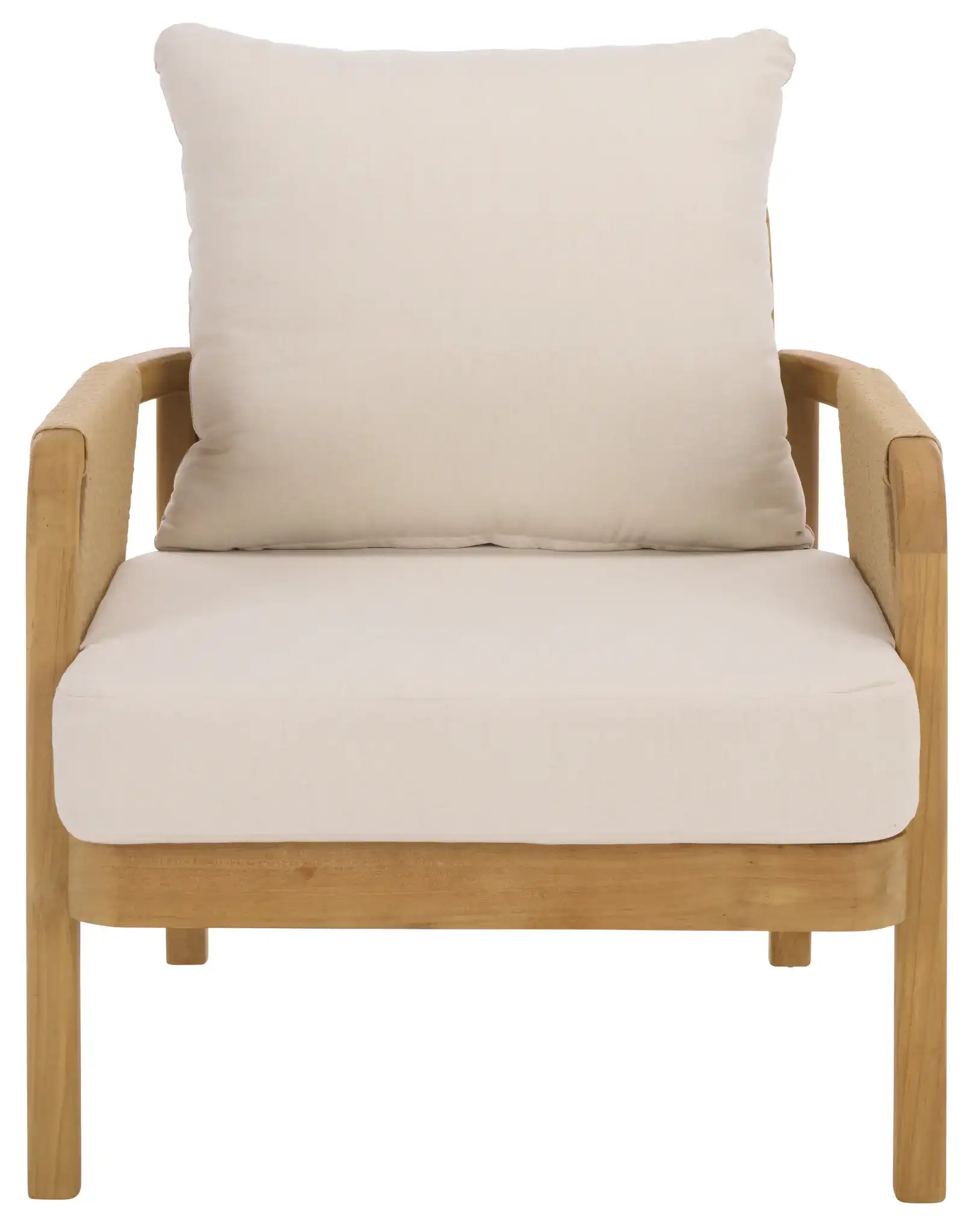 Rogers Teak & Hyacinth Chair in Natural / Beige, detail view