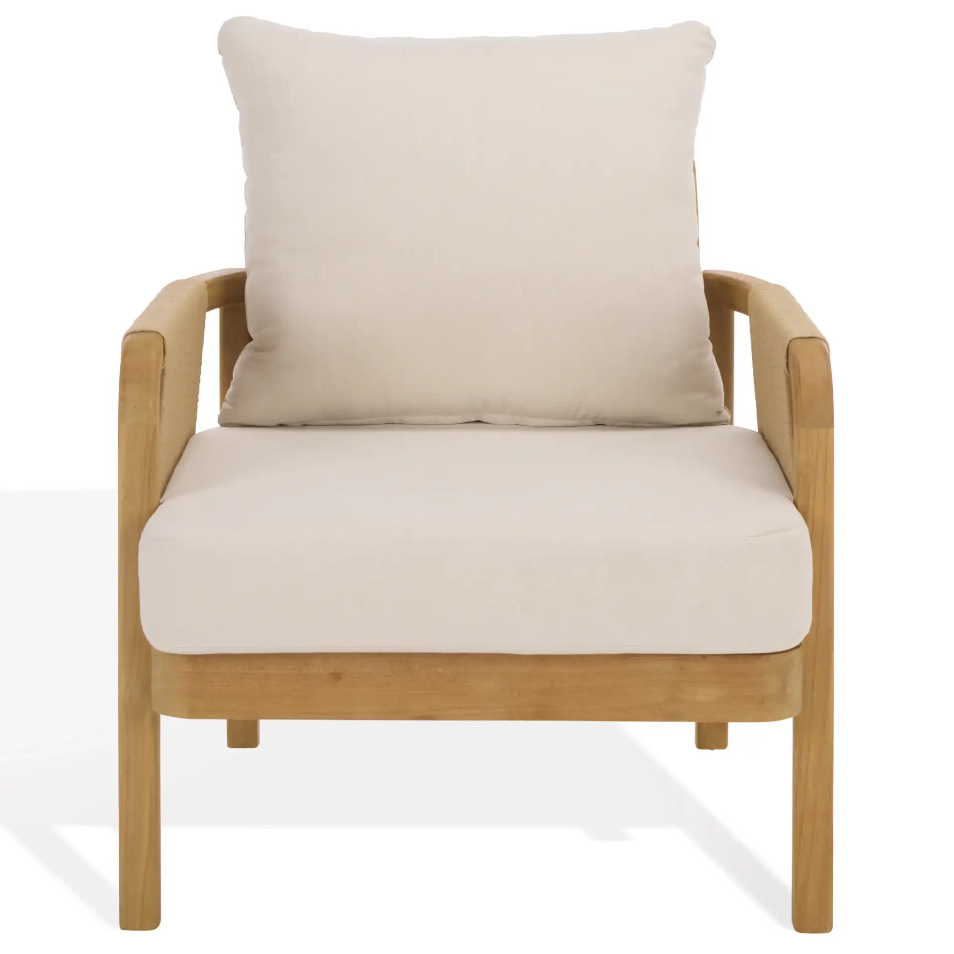 Rogers Teak & Hyacinth Chair in Natural / Beige, detail view