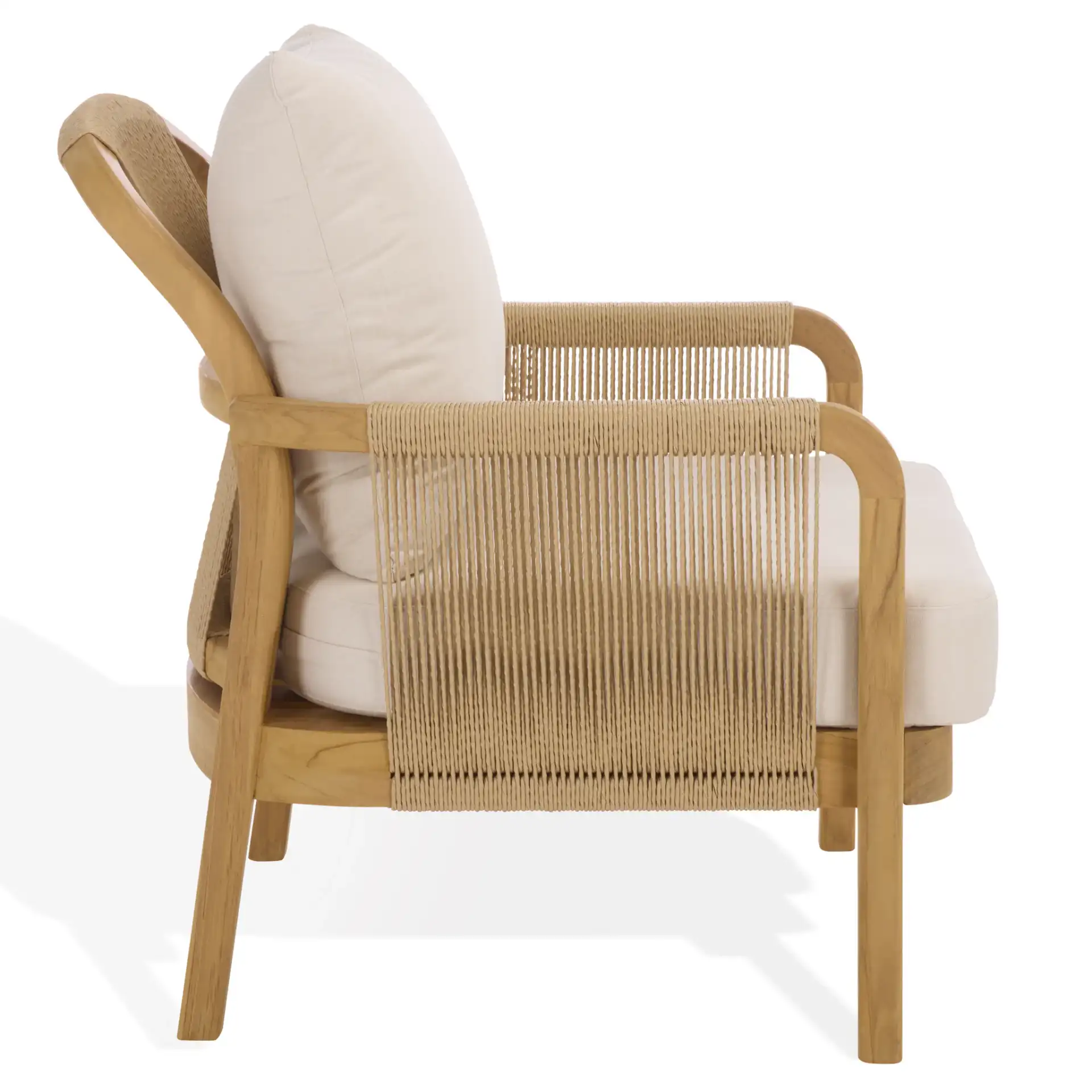 Rogers Teak & Hyacinth Chair in Natural / Beige, detail view