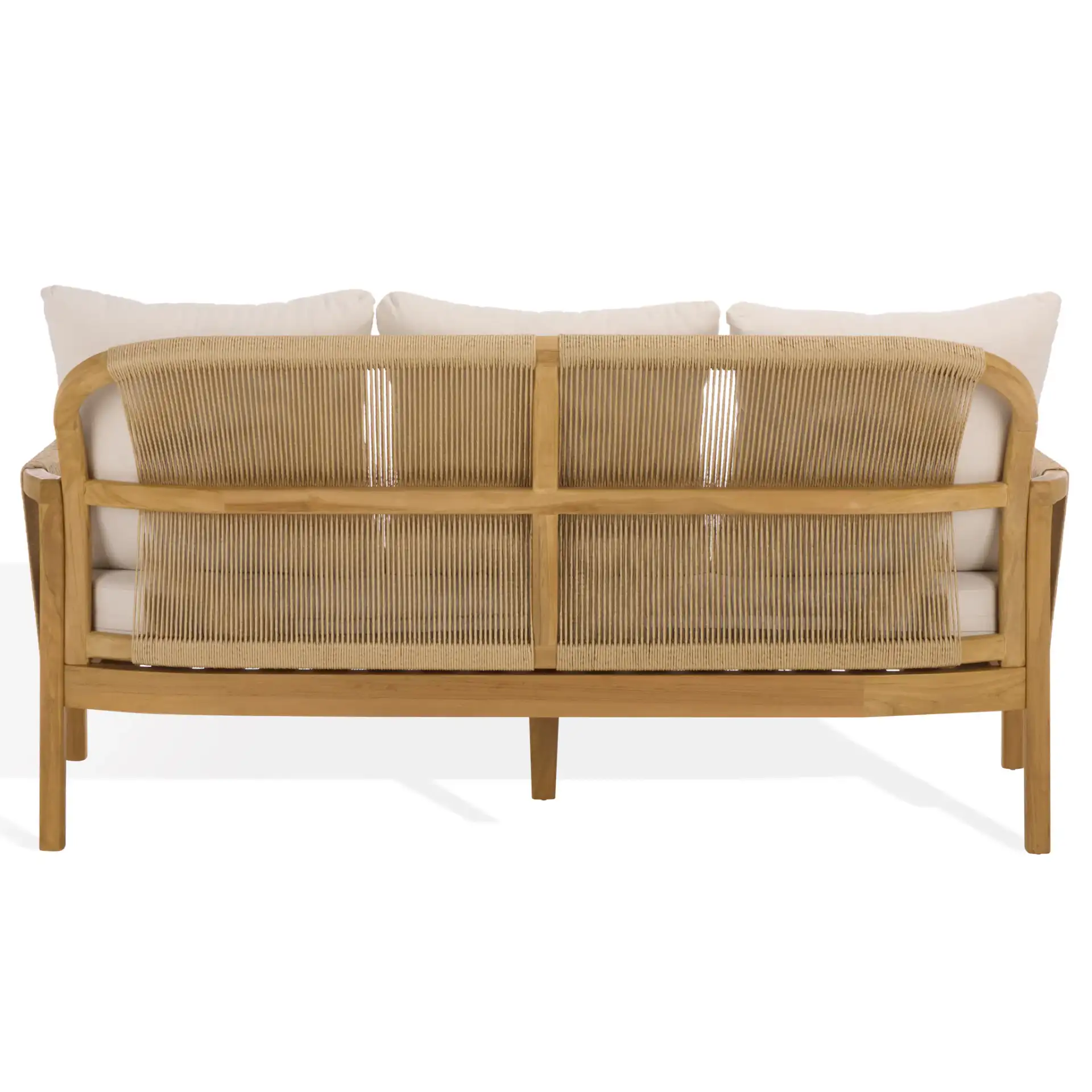 Rogers Teak & Hyacinth Sofa in Natural / Beige, detail view