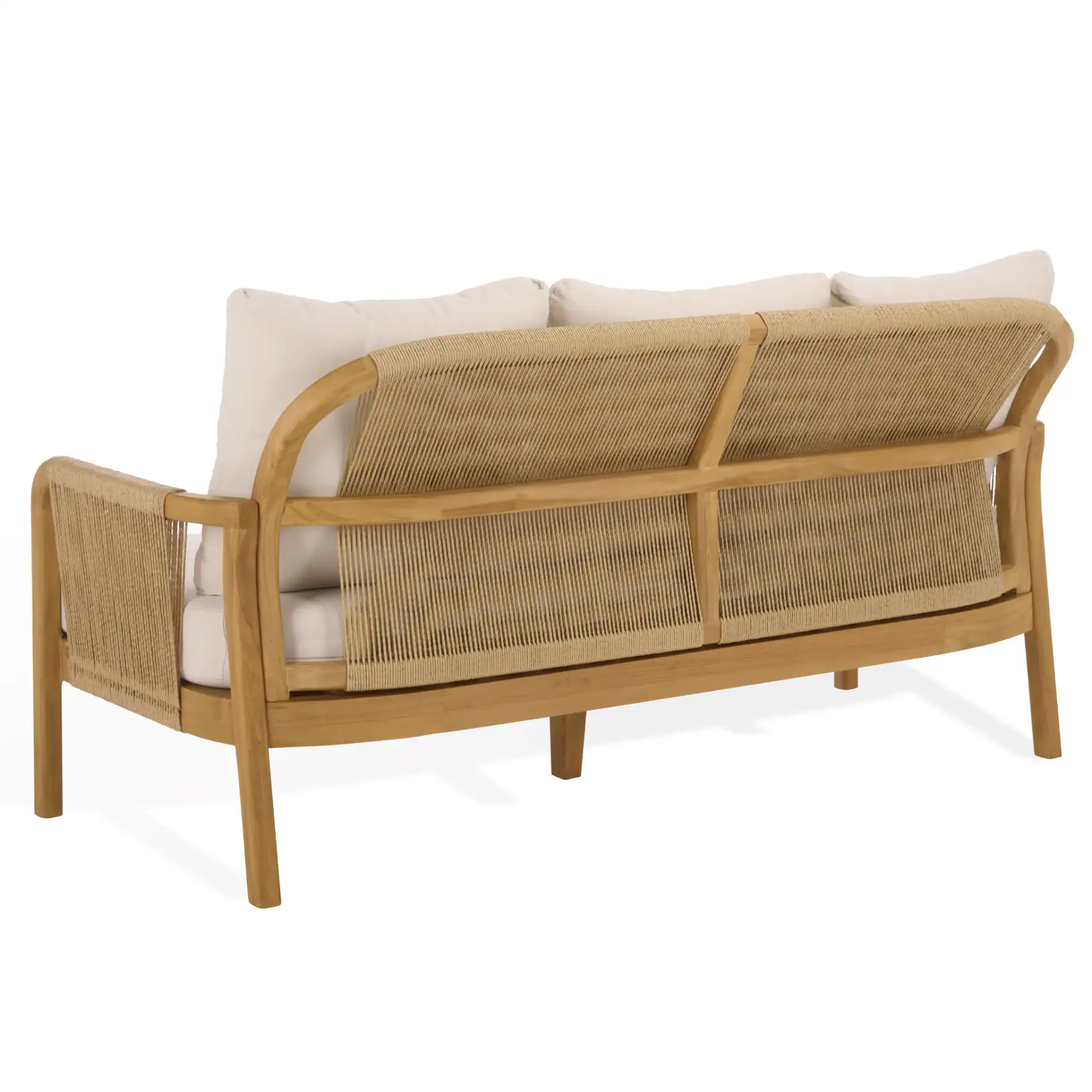 Rogers Teak & Hyacinth Sofa in Natural / Beige, detail view