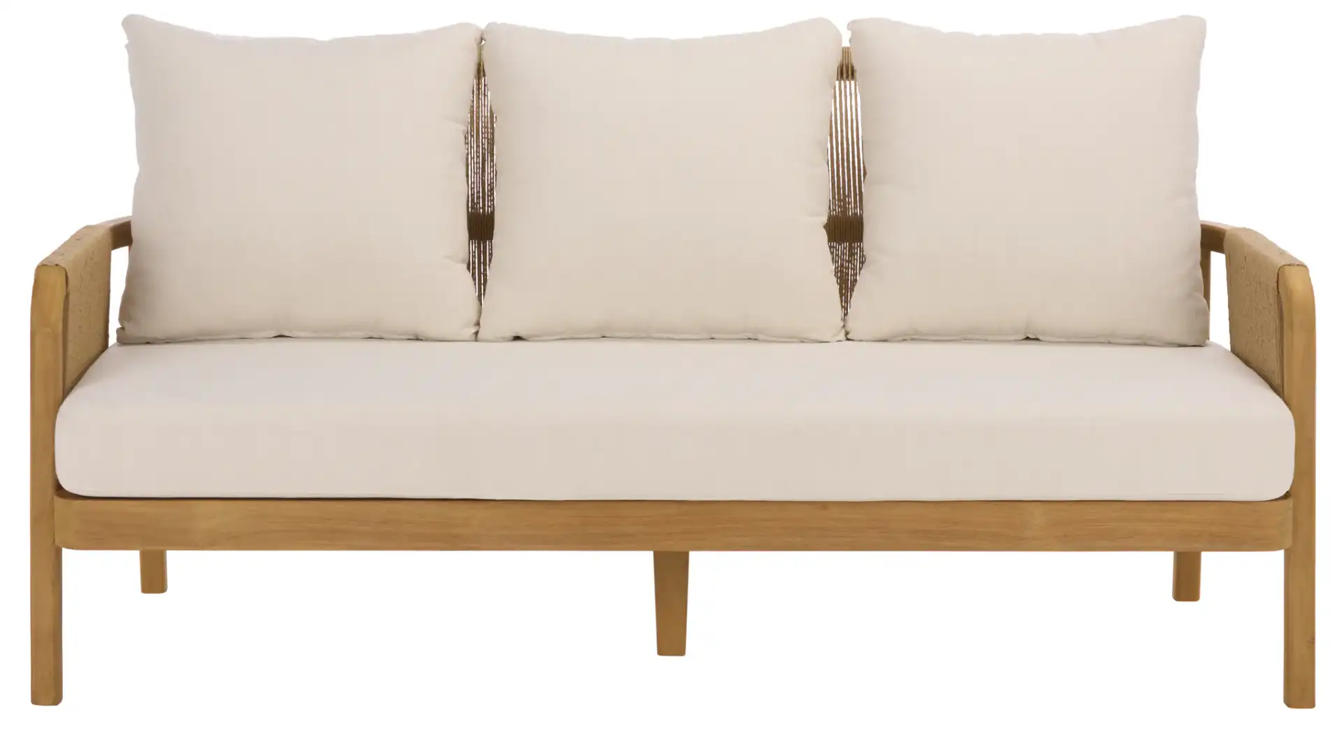 Rogers Teak & Hyacinth Sofa in Natural / Beige