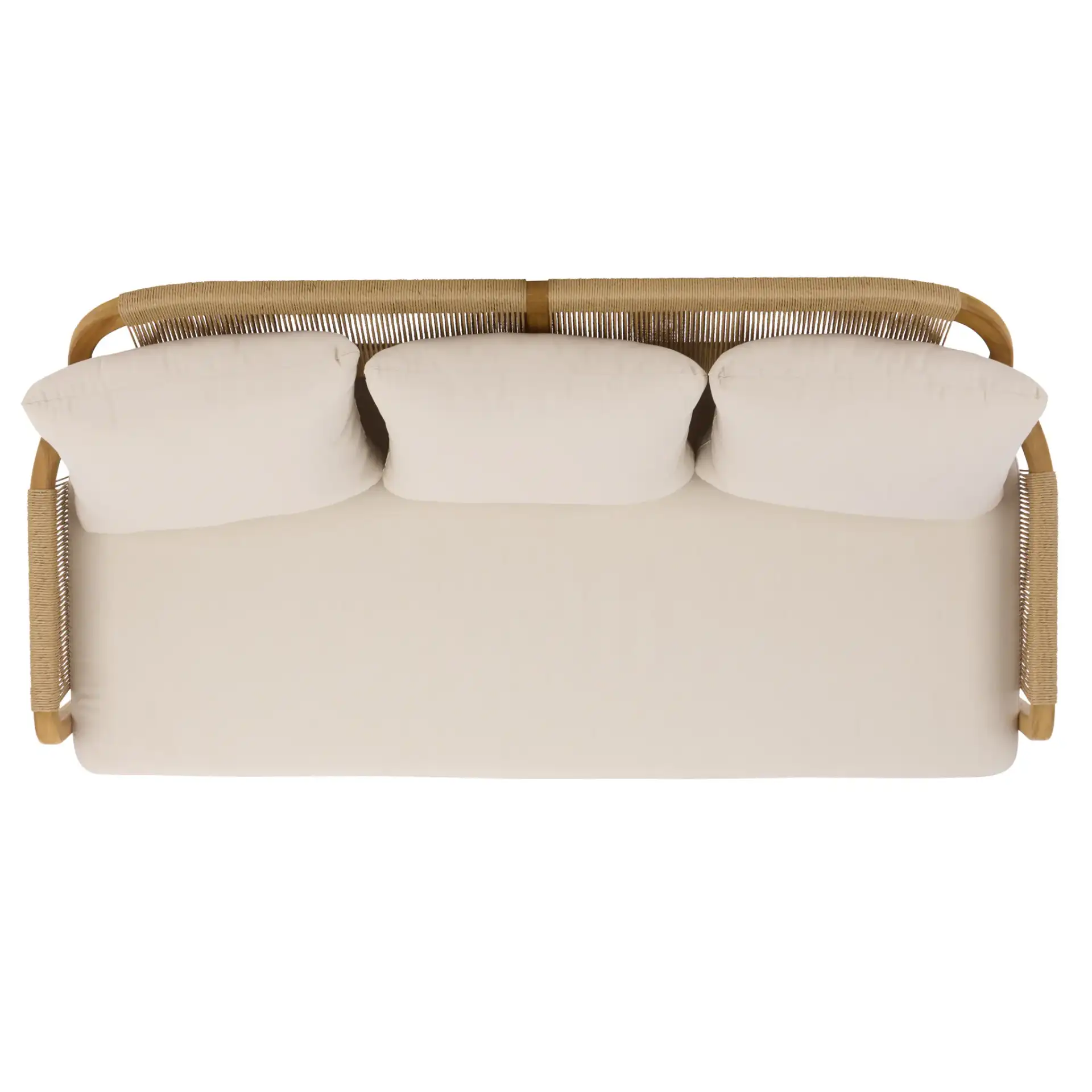 Rogers Teak & Hyacinth Sofa in Natural / Beige, detail view