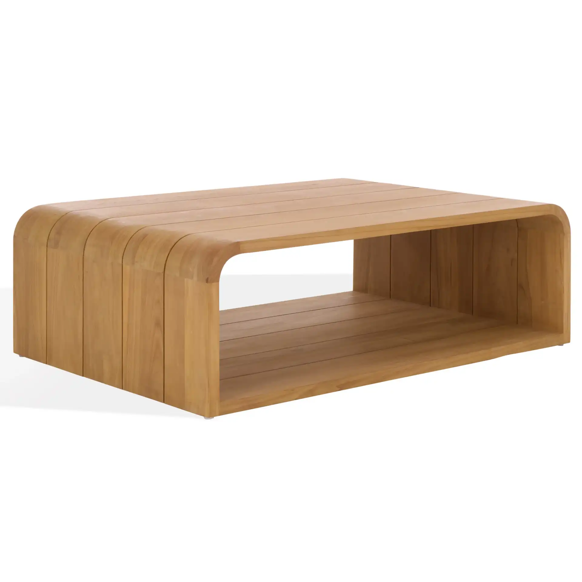 Cove Teak Outdoor Coffee Table in Natural, detail view