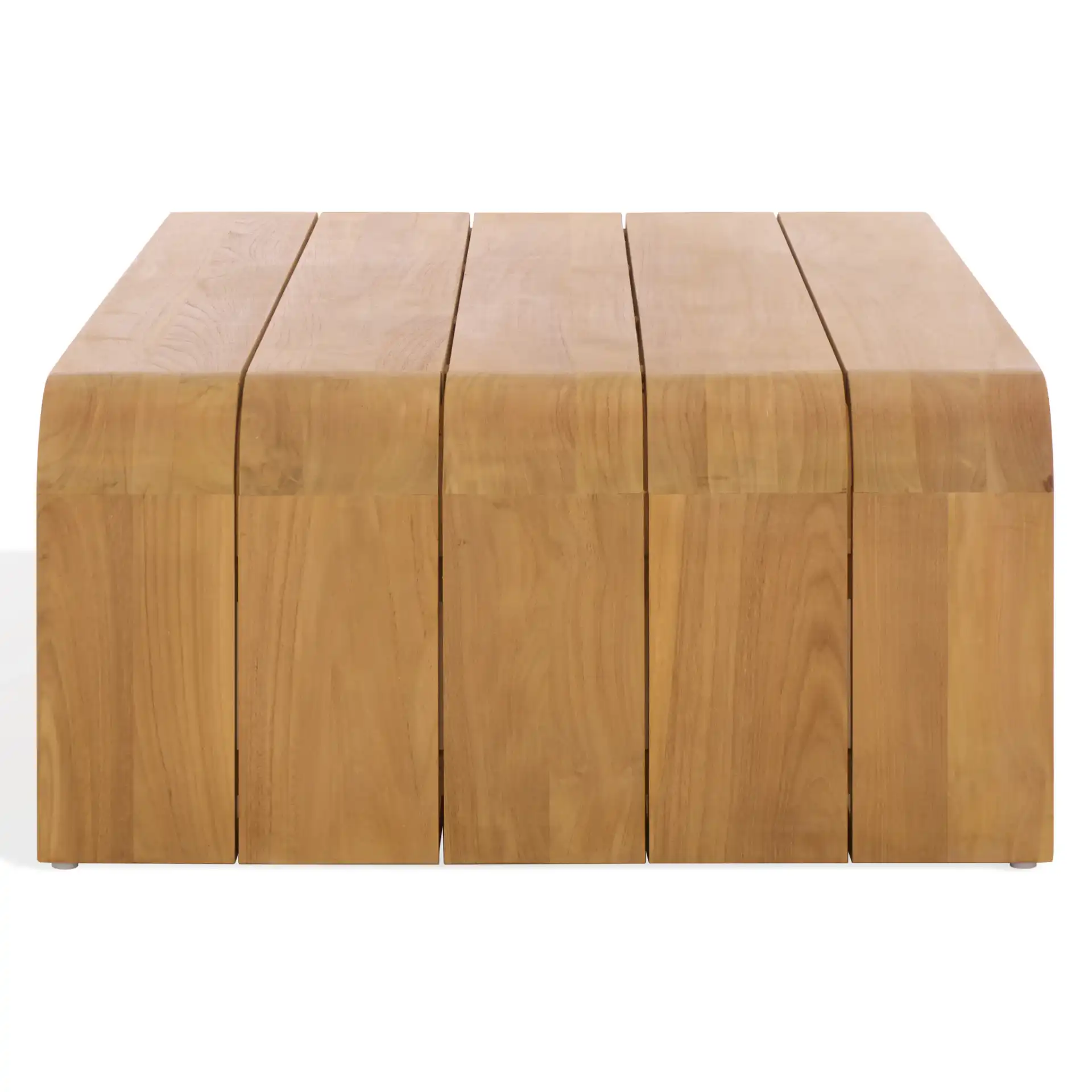 Cove Teak Outdoor Coffee Table in Natural, detail view