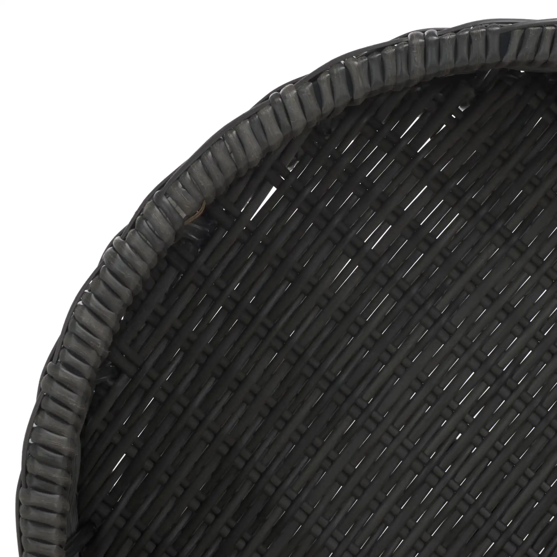 Anguilla Wicker Coffee Table in Dark Gray in a styled room