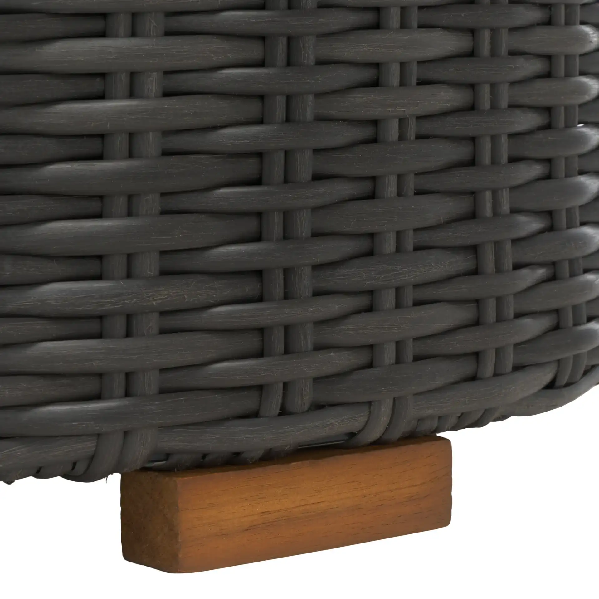 Anguilla Wicker Coffee Table in Dark Gray in a styled room