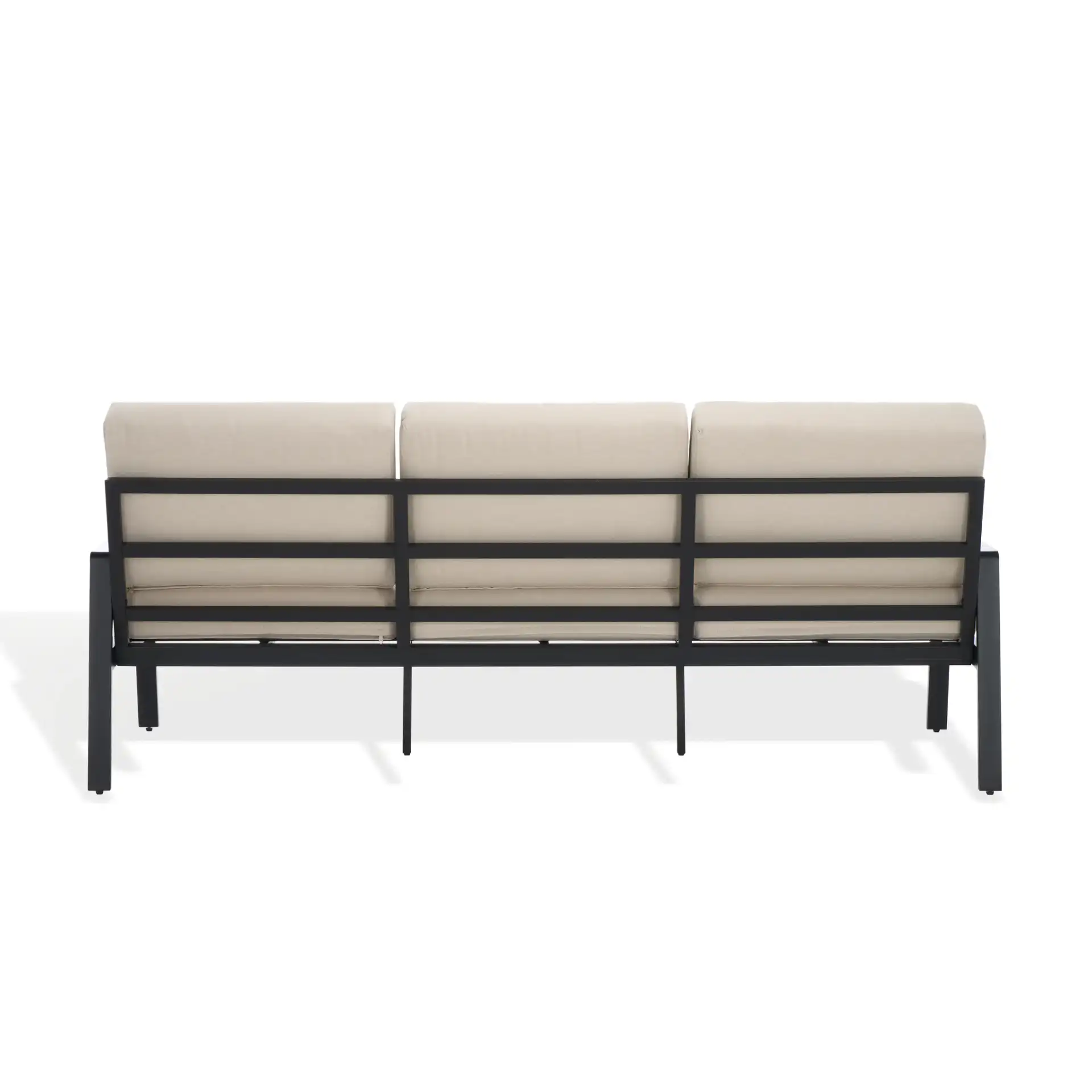 Guam Aluminum Outdoor Sofa in Black / Beige, detail view